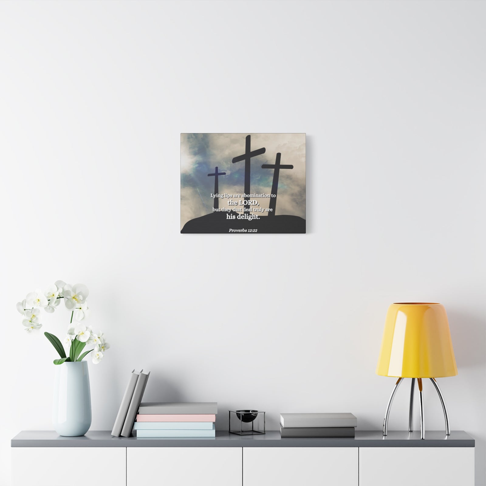 Scripture Canvas Lying Lips Proverbs 12:22 Christian Wall Art Bible Verse Print Ready to Hang-Express Your Love Gifts