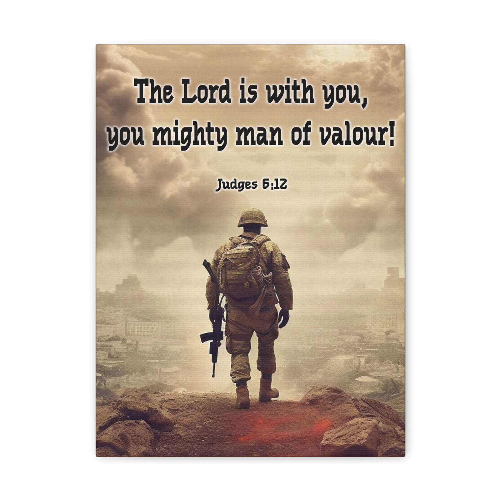 Scripture Walls Divine Valor: A Soldier's Journey Judges 6:12 Christian Wall Art Print Ready to Hang Unframed-Express Your Love Gifts
