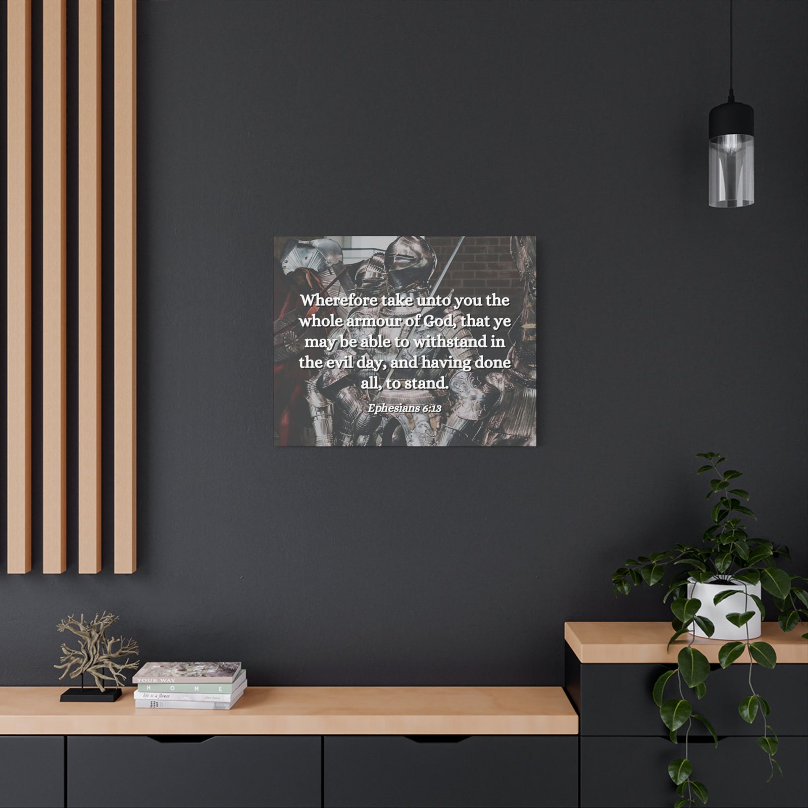 Scripture Canvas Whole Armour Ephesians 6:13 Christian Wall Art Bible Verse Print Ready to Hang-Express Your Love Gifts
