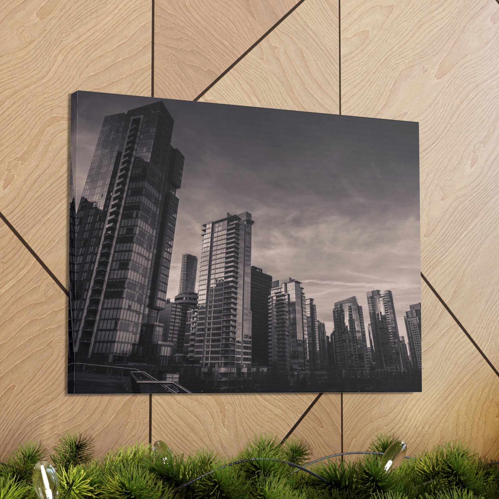 Vancouver Black And White Skyline Canvas Artwork High-Quality Breathtaking Stunning Cityscape for Home Decor Ready to Hang-Express Your Love Gifts