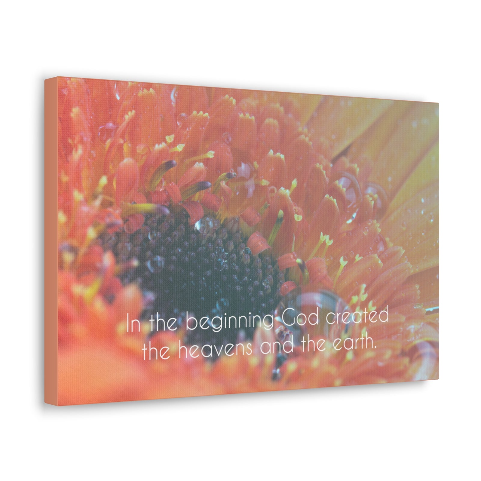 Scripture Canvas The Heavens And The Earth Genesis 1:1 Christian Wall Art Bible Verse Print Ready to Hang-Express Your Love Gifts