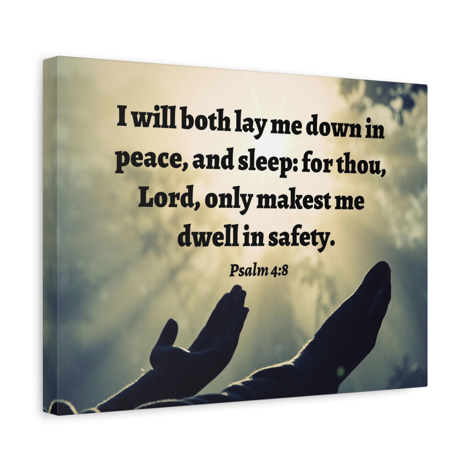 Scripture Walls Dwell In Safety Psalm 4:8 Bible Verse Canvas Christian Wall Art Ready to Hang-Express Your Love Gifts
