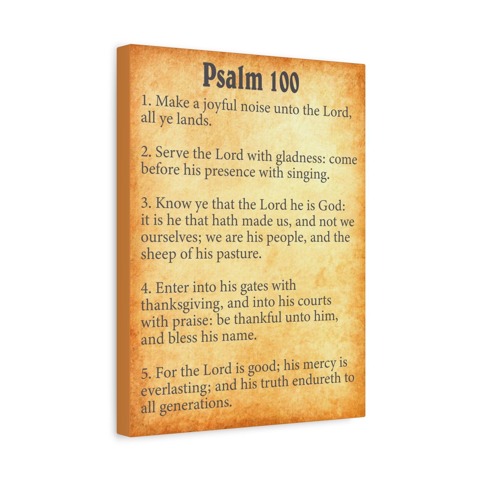 Scripture Walls Psalm 100 Gold Bible Chapter Canvas Christian Wall Art Ready to Hang-Express Your Love Gifts