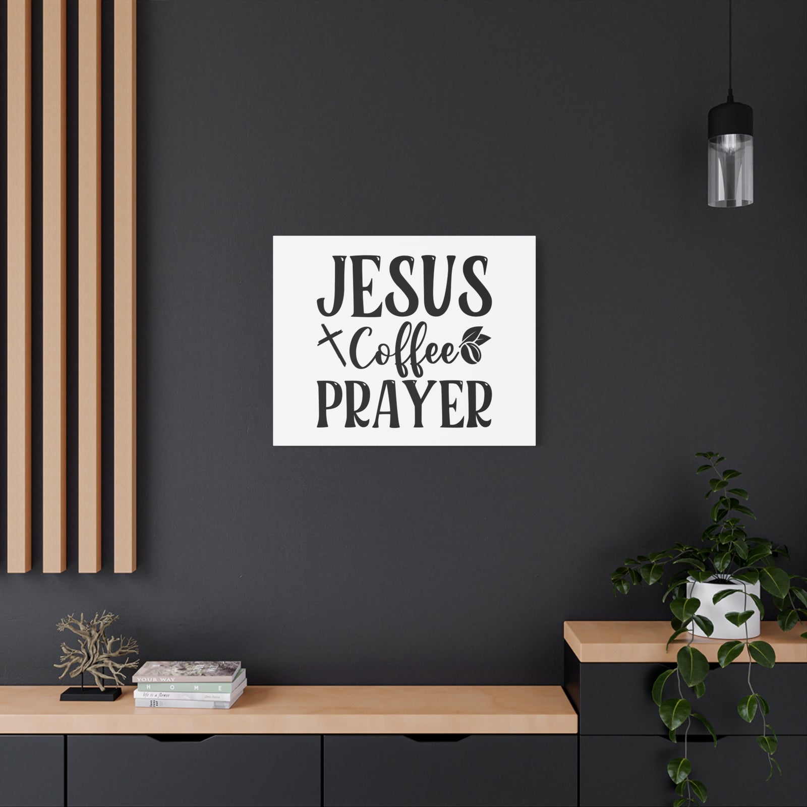 Scripture Canvas Jesus Coffee Prayer Psalm 5:3 Christian Wall Art Bible Verse Print Ready to Hang-Express Your Love Gifts
