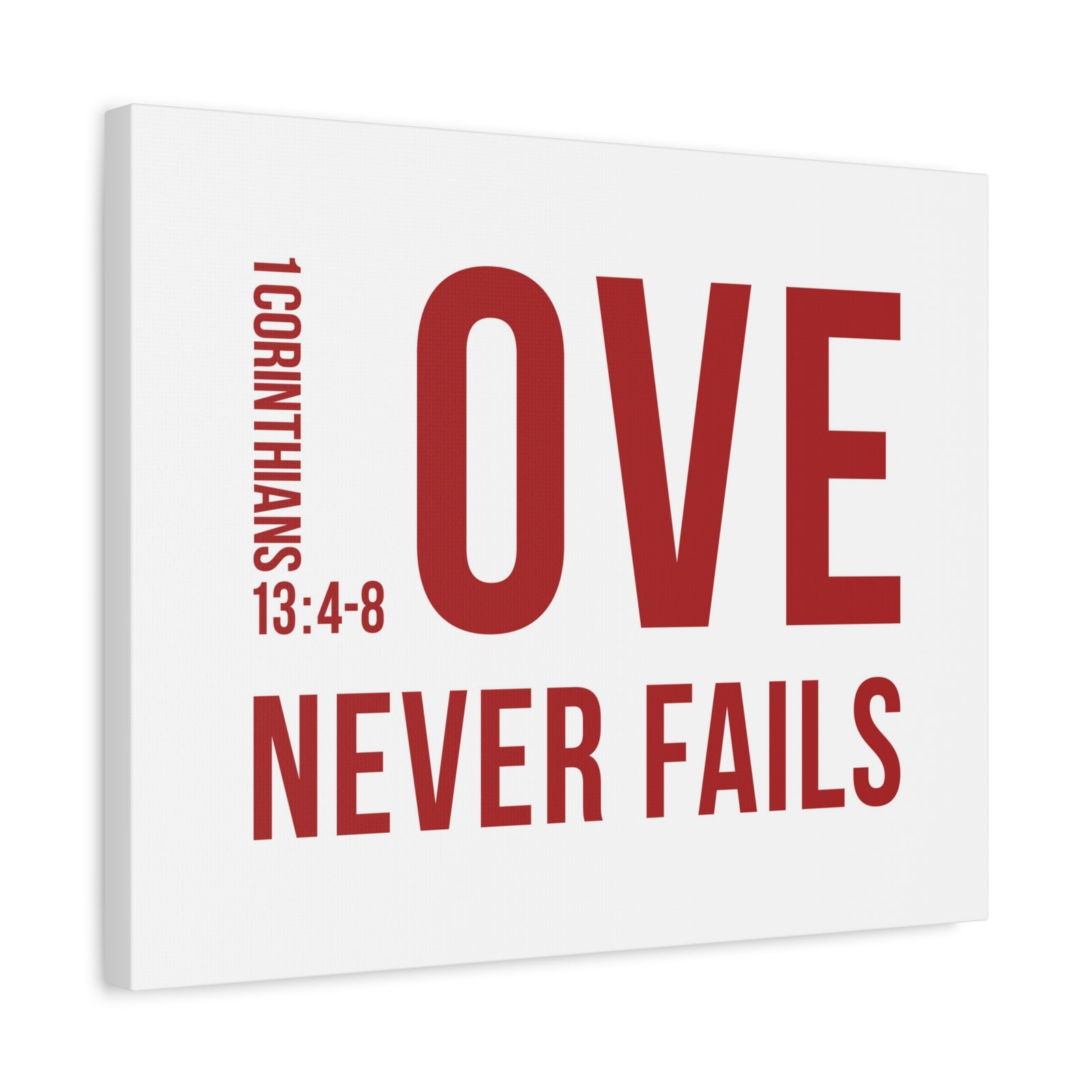 Scripture Canvas Love Never Fails 1 Corinthians 13:4-8 Christian Wall Art Bible Verse Print Ready To Hang-Express Your Love Gifts