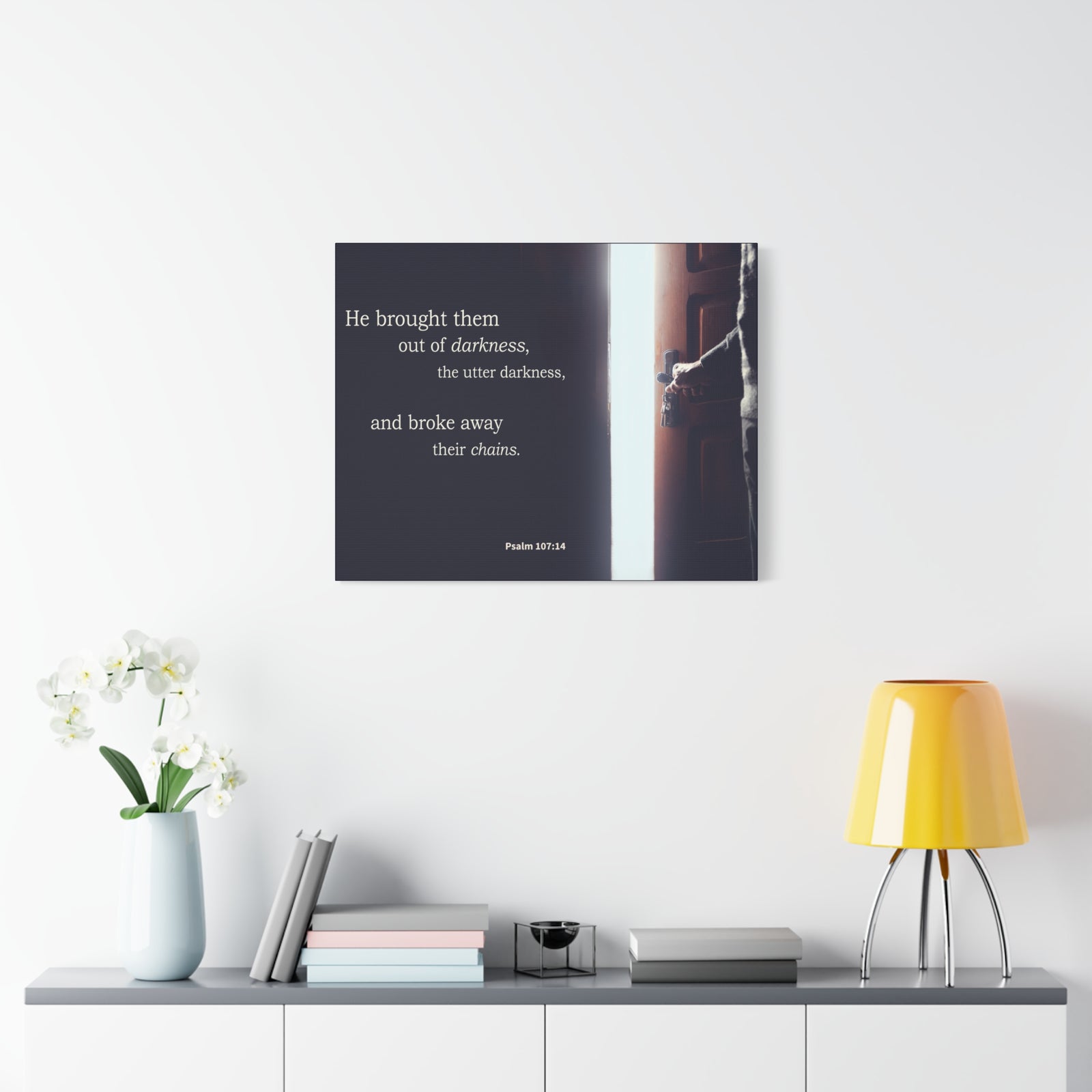 Scripture Walls He Brought Them Psalm 107:14 Bible Verse Canvas Christian Wall Art Ready to Hang-Express Your Love Gifts