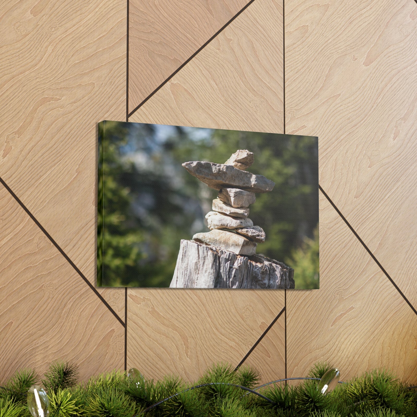 Stones Trail as Marker Forest Floral Nature Photography Canvas Wall Art for Home Decor Ready-to-Hang-Express Your Love Gifts