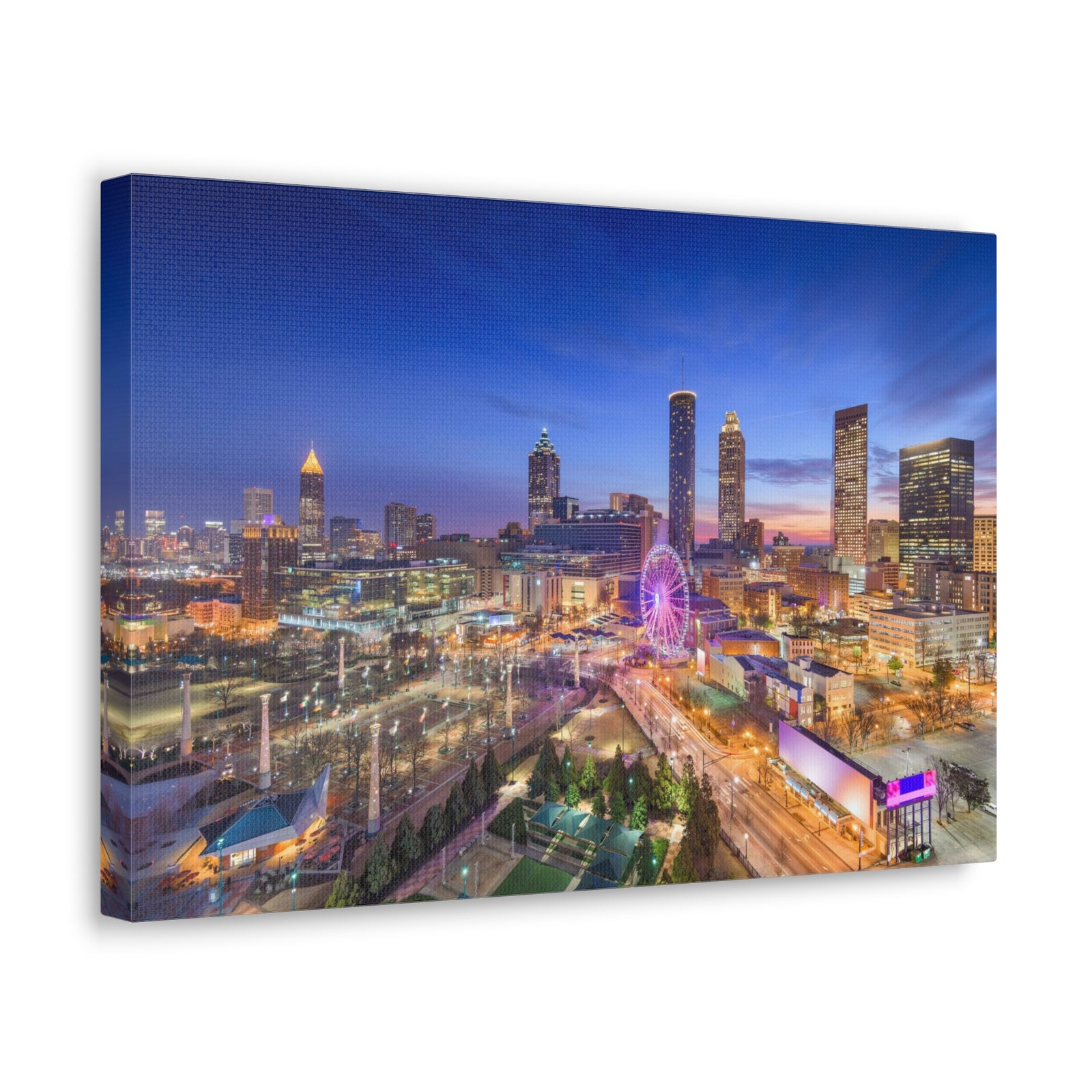 Atlanta Night Skyline Canvas Artwork High-Quality Breathtaking Stunning Cityscape for Home Decor Ready to Hang-Express Your Love Gifts