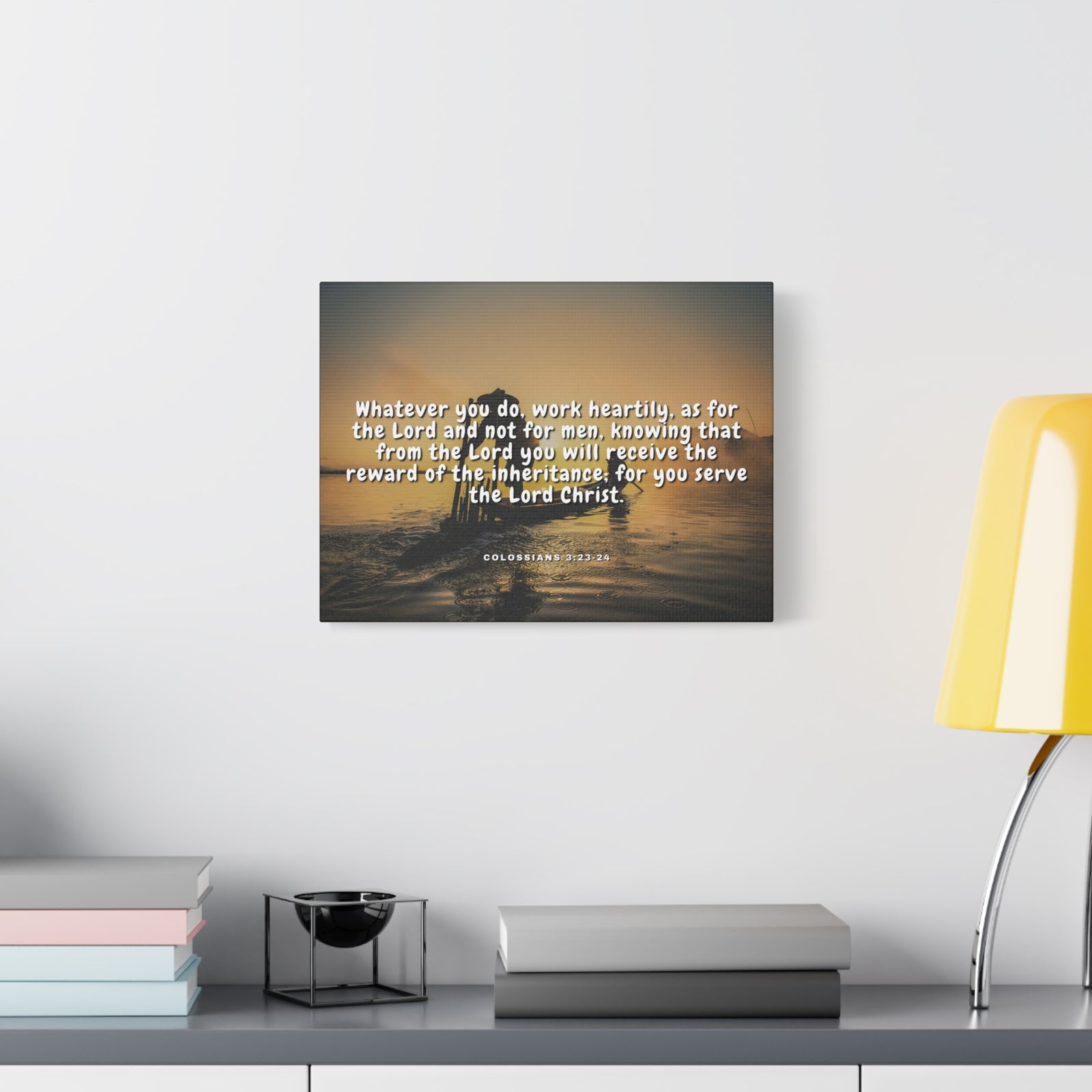 Scripture Canvas Working For God Colossians 3:23-24 Christian Wall Art Bible Verse Print Ready to Hang-Express Your Love Gifts