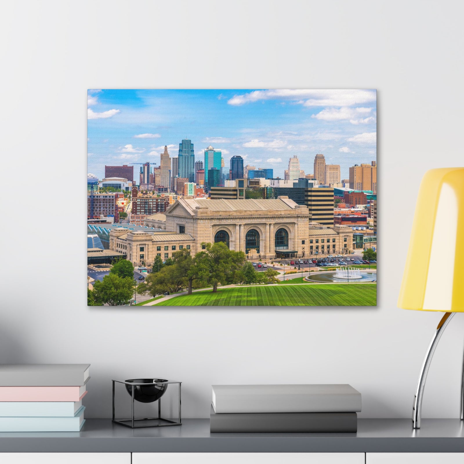 Kansas City Daytime Skyline Canvas Artwork High-Quality Breathtaking Stunning Cityscape for Home Decor Ready to Hang-Express Your Love Gifts