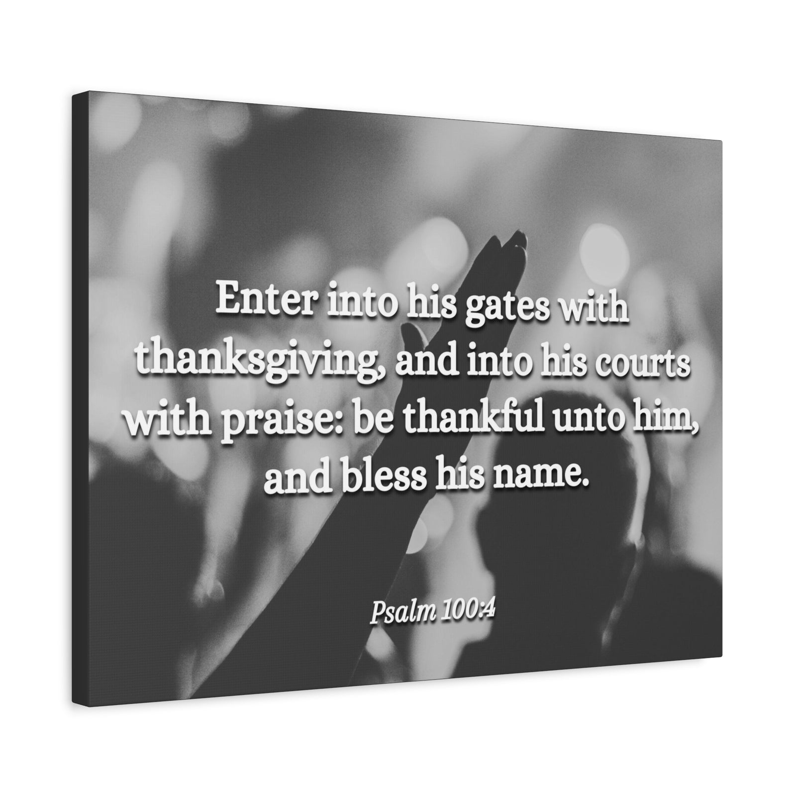 Scripture Canvas Bless His Name Psalms 100:4 Christian Wall Art Bible Verse Print Ready to Hang-Express Your Love Gifts
