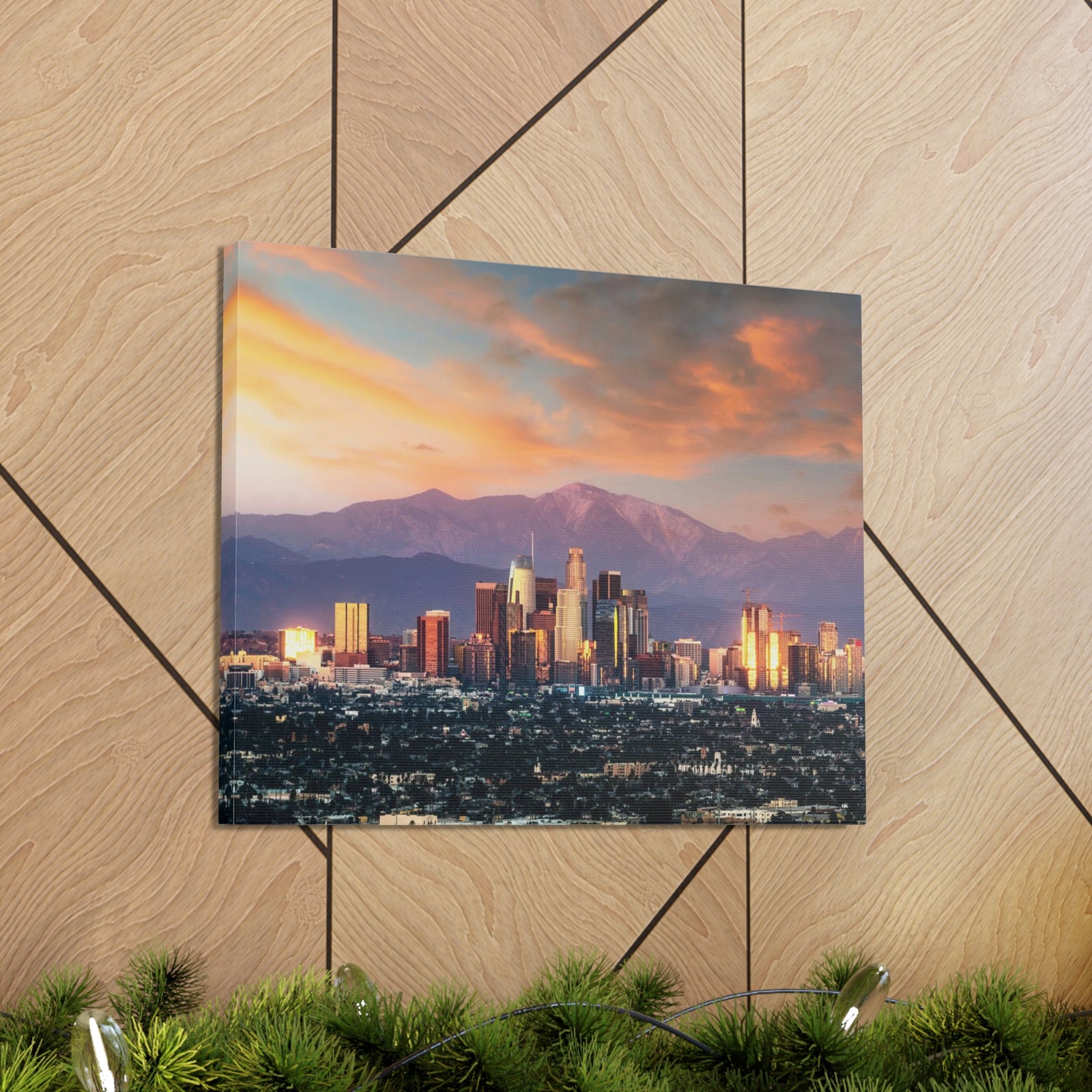 Los Angeles Daytime Skyline Canvas Artwork High-Quality Breathtaking Stunning Cityscape for Home Decor Ready to Hang-Express Your Love Gifts