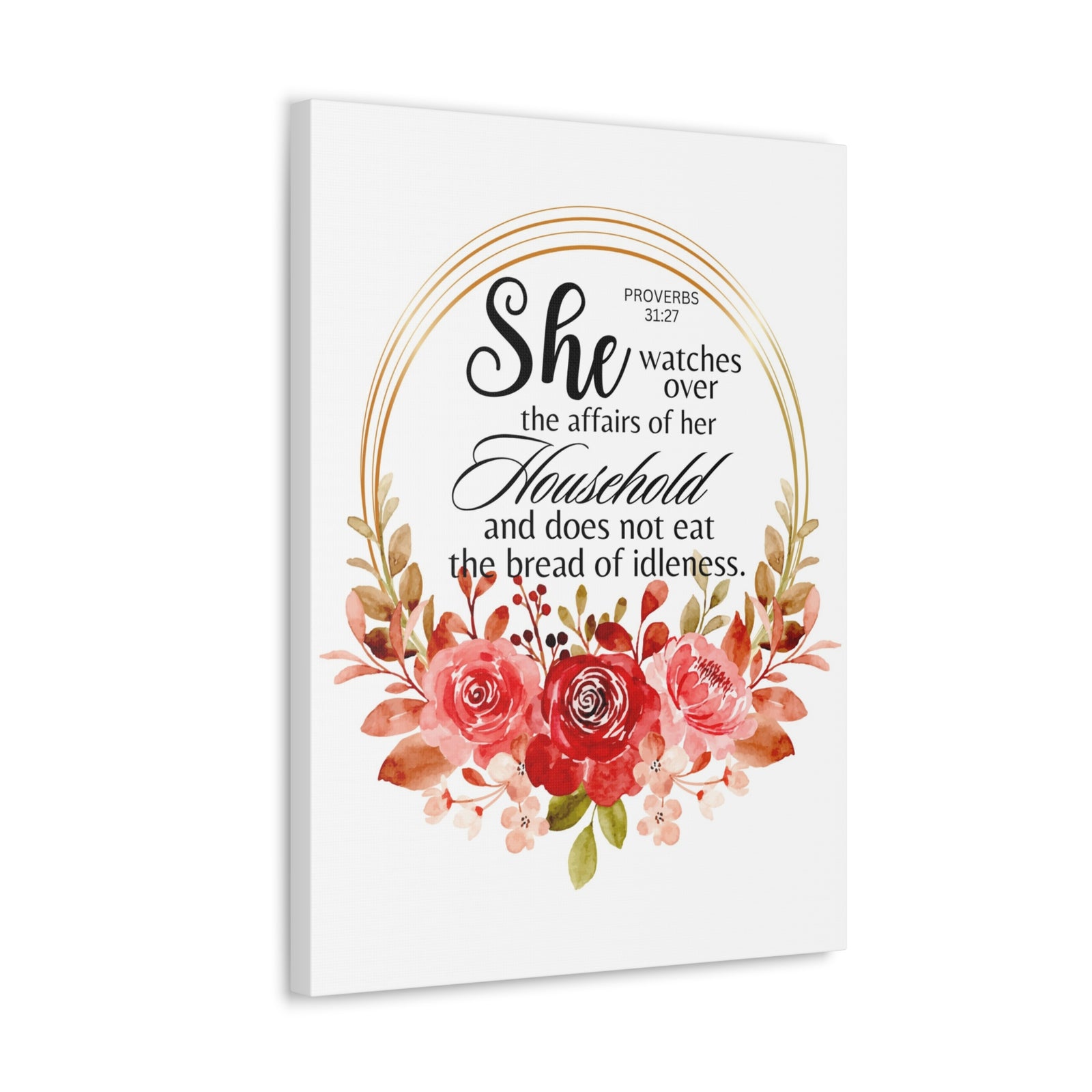 Scripture Walls Proverbs 31:27 She Watches Over Her Household Bible Verse Canvas Christian Wall Art Ready to Hang Unframed-Express Your Love Gifts
