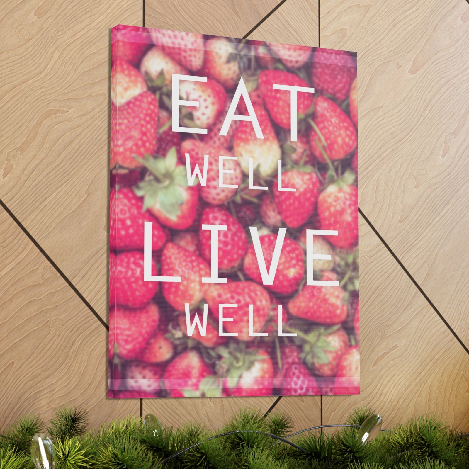 Inspirational Quote Canvas Eat Well Live Well Motivational Print Ready to Hang Artwork-Express Your Love Gifts