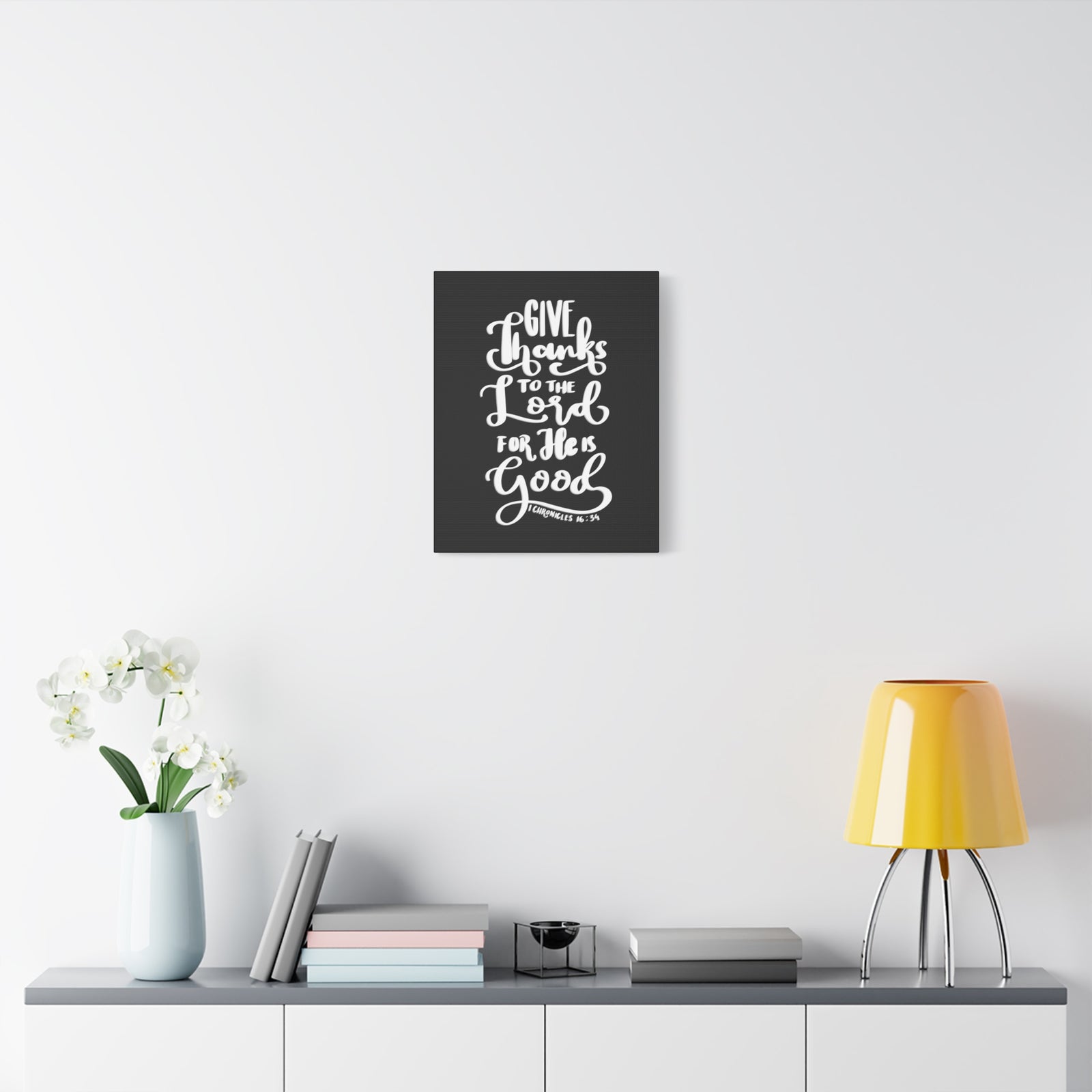 Scripture Walls Give Thanks To The Lord 1 Chronicles 16:34 Bible Verse Canvas Christian Wall Art Ready to Hang-Express Your Love Gifts