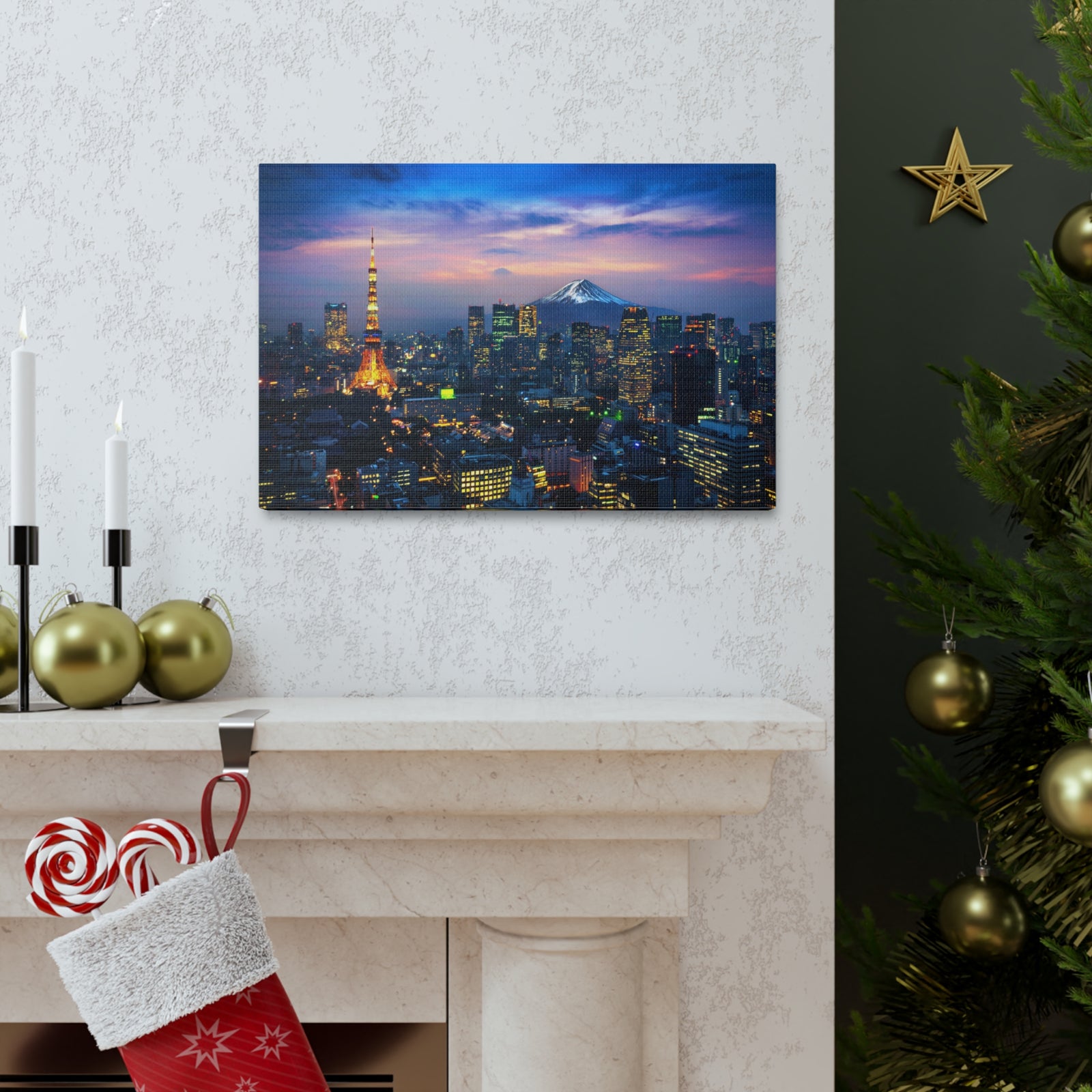 Tokyo Night Skyline Canvas Artwork High-Quality Breathtaking Stunning Cityscape for Home Decor Ready to Hang-Express Your Love Gifts