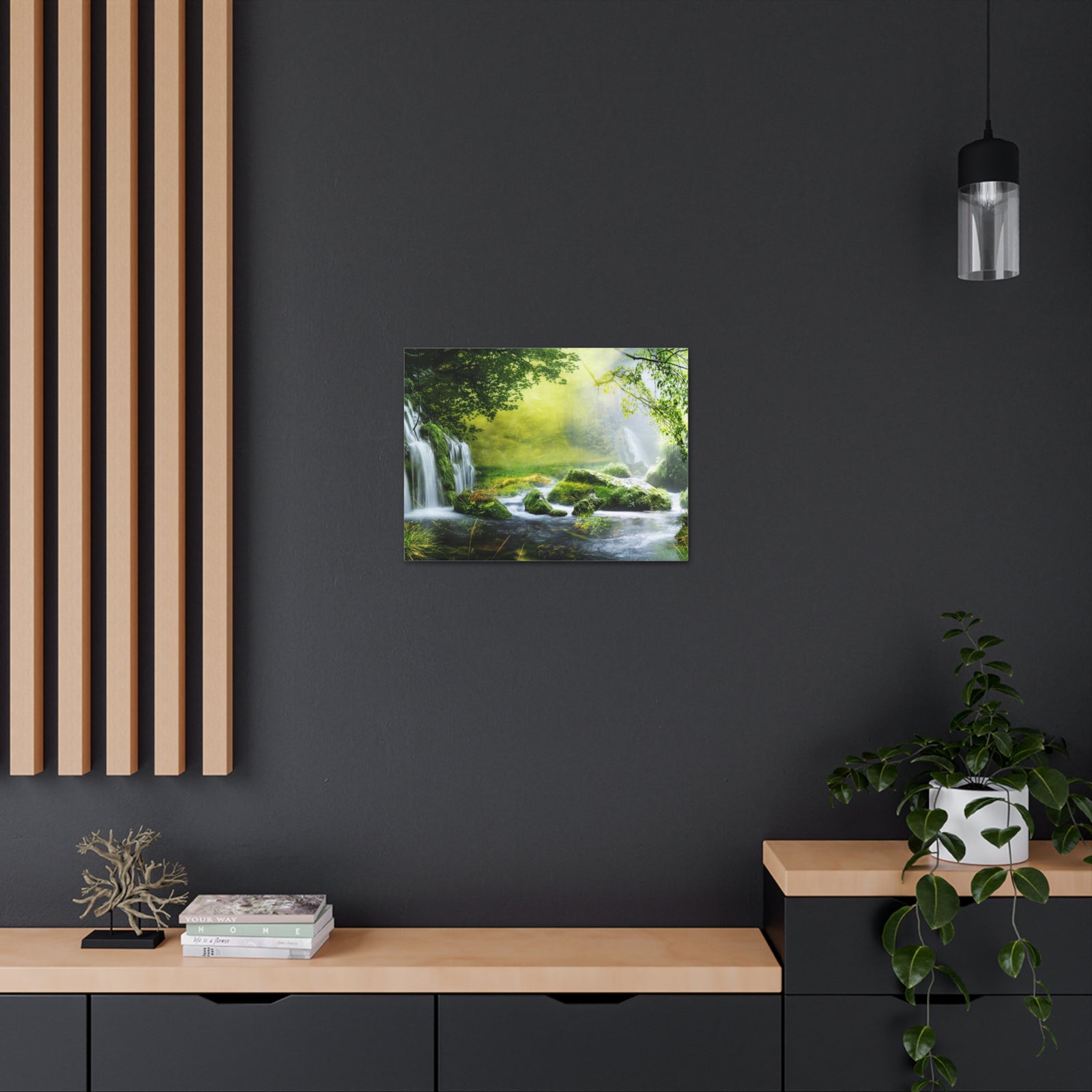 Tropical Forest Falls Nature Wilderness Photography Canvas Wall Art for Home Decor Ready-to-Hang-Express Your Love Gifts