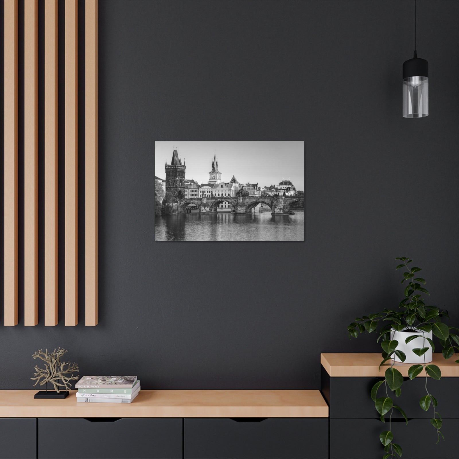Prague Black And White Skyline Canvas Artwork High-Quality Breathtaking Stunning Cityscape for Home Decor Ready to Hang-Express Your Love Gifts