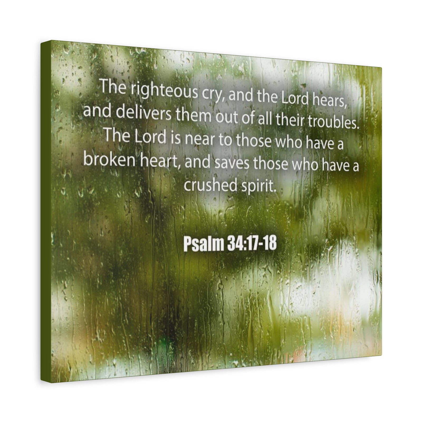 Scripture Canvas The Righteous Cry Psalm 34:17-18 Christian Wall Art Bible Verse Print Ready to Hang-Express Your Love Gifts