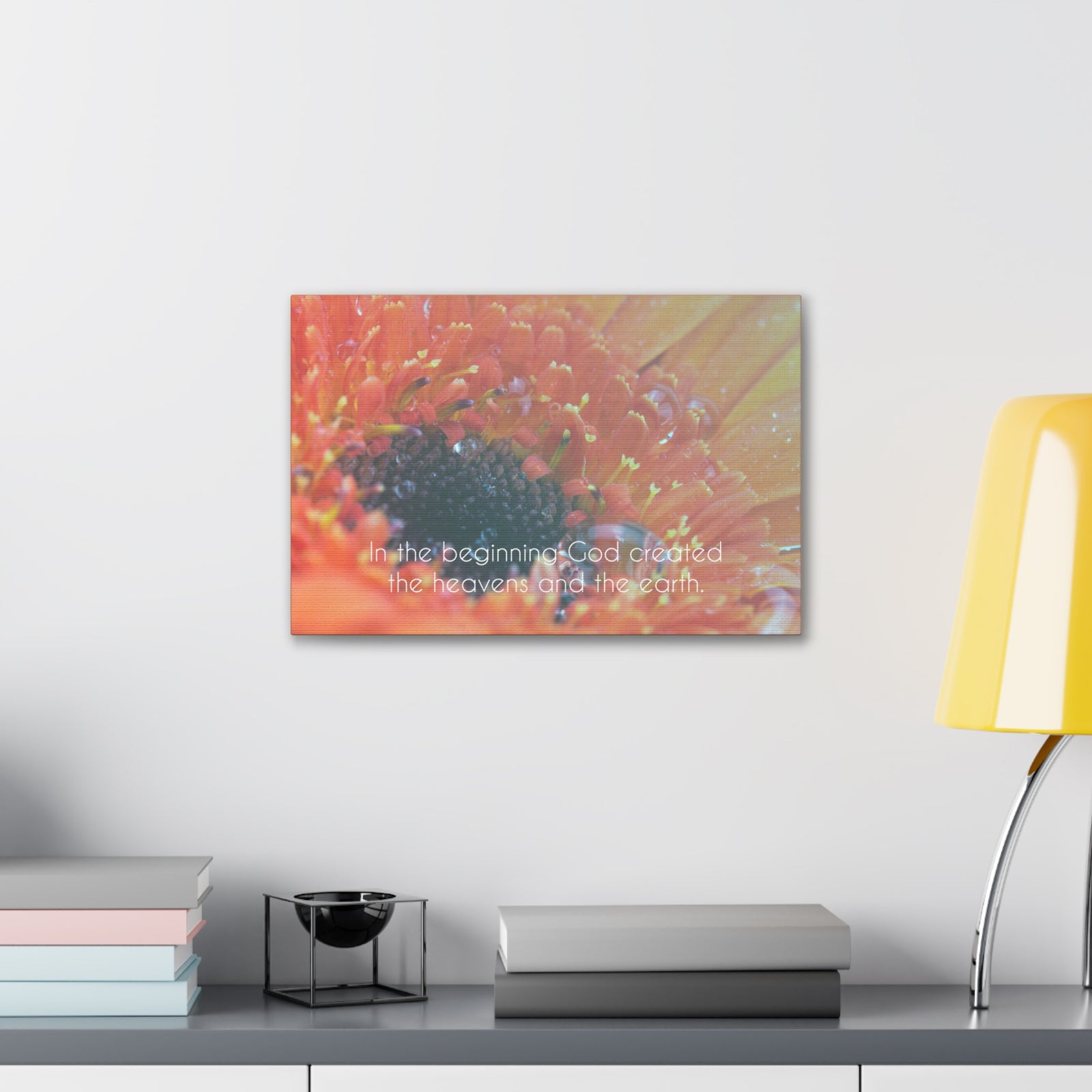 Scripture Canvas The Heavens And The Earth Genesis 1:1 Christian Wall Art Bible Verse Print Ready to Hang-Express Your Love Gifts