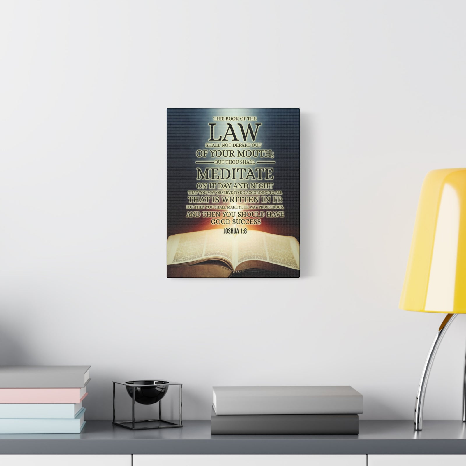 Scripture Canvas Book of the Law Joshua 1:8 Christian Wall Art Bible Verse Print Ready to Hang-Express Your Love Gifts