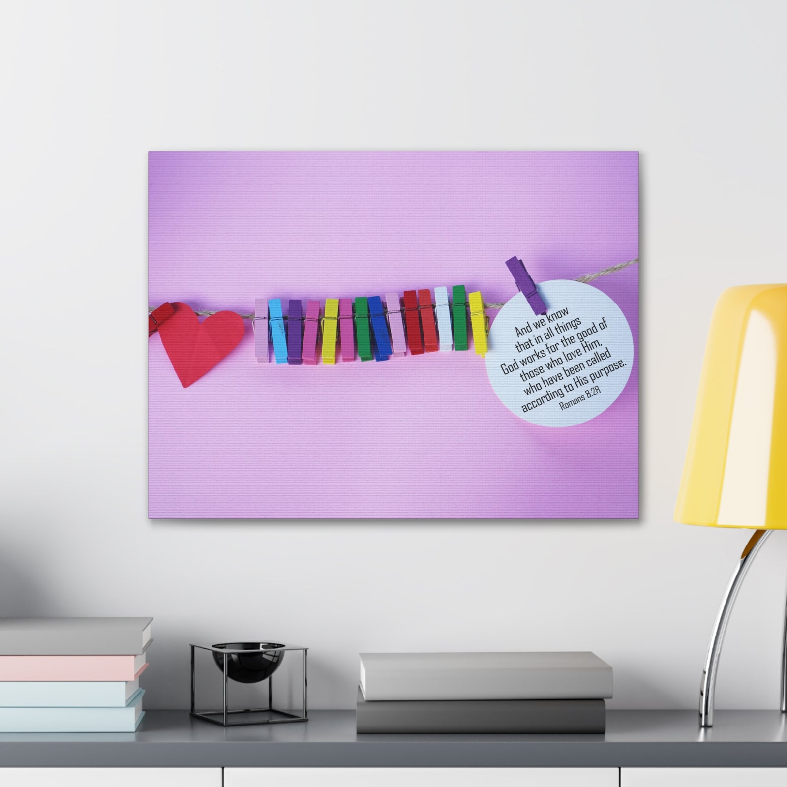 Scripture Walls His Purpose Romans 8:28 Bible Verse Canvas Christian Wall Art Ready to Hang-Express Your Love Gifts