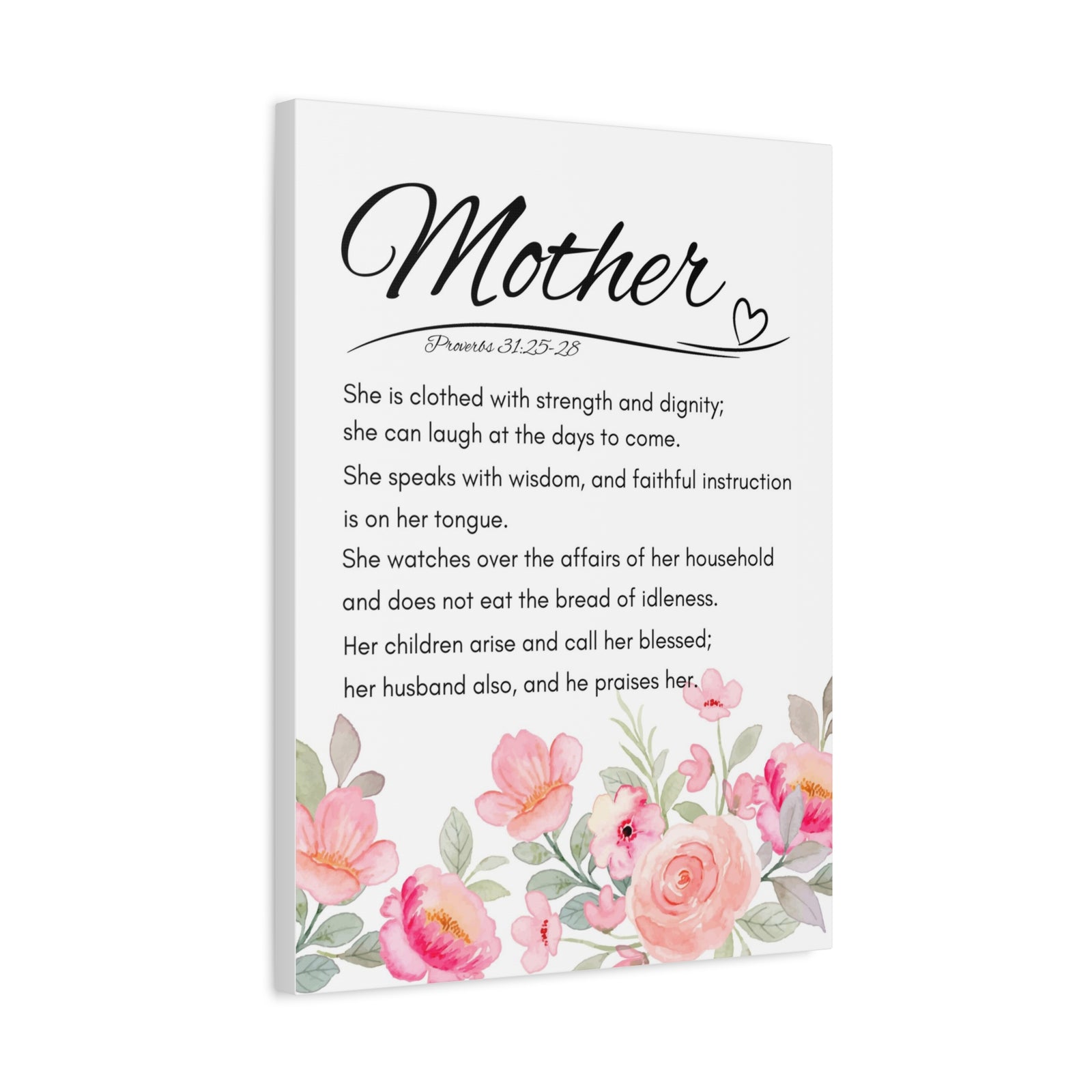 Scripture Walls Proverbs 31:25-28 Mother Bible Verse Canvas Christian Wall Art Ready to Hang Unframed-Express Your Love Gifts