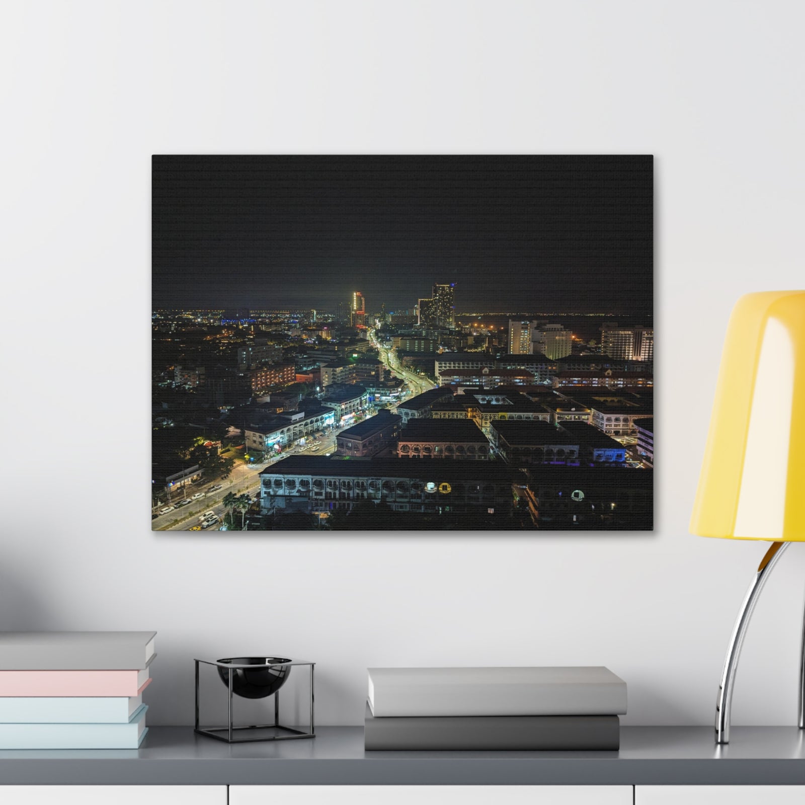 Pattaya Night View Canvas Artwork Breathtaking Thai City for Home Decor Ready to Hang-Express Your Love Gifts