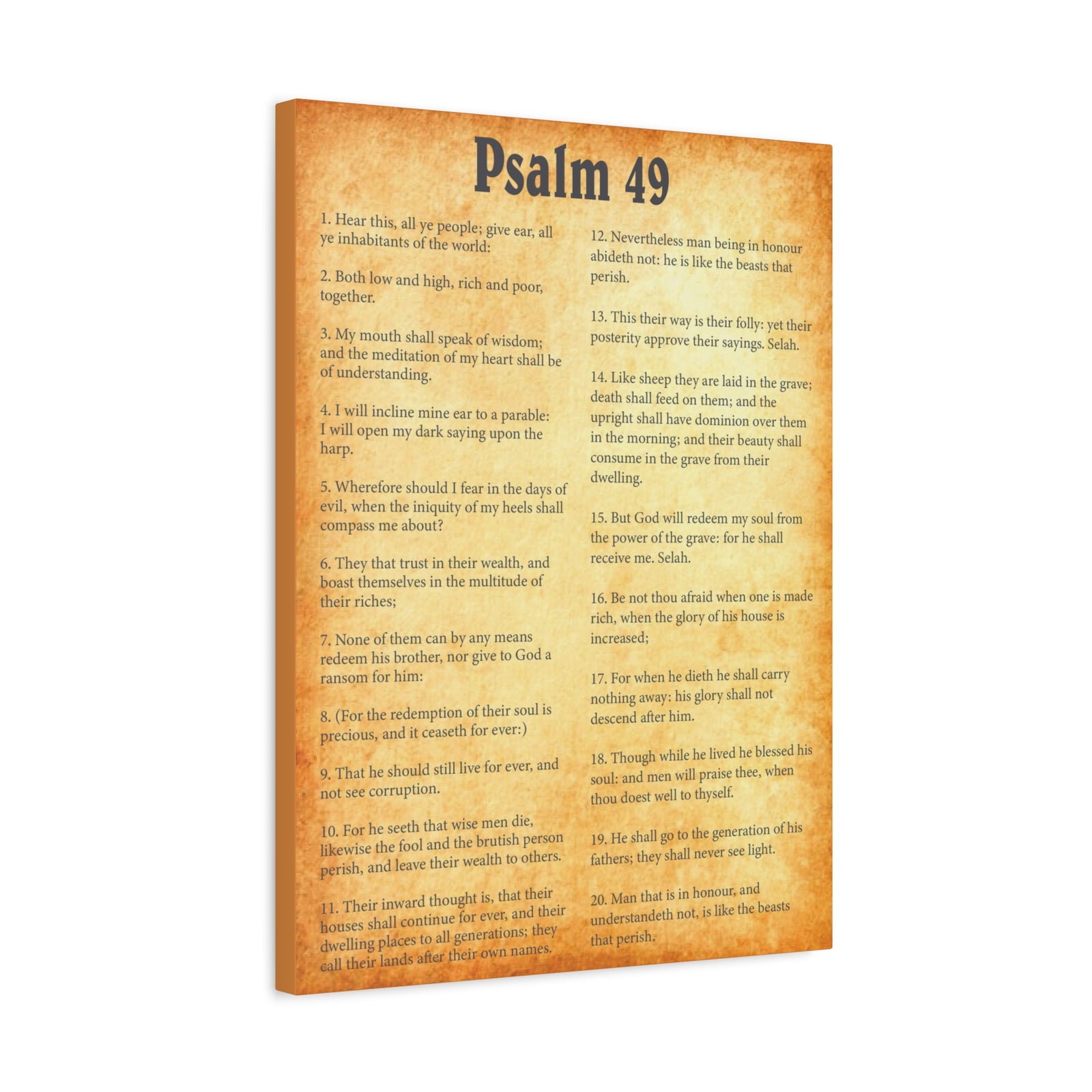 Scripture Walls Psalm 49 Gold Bible Chapter Canvas Christian Wall Art Ready to Hang-Express Your Love Gifts