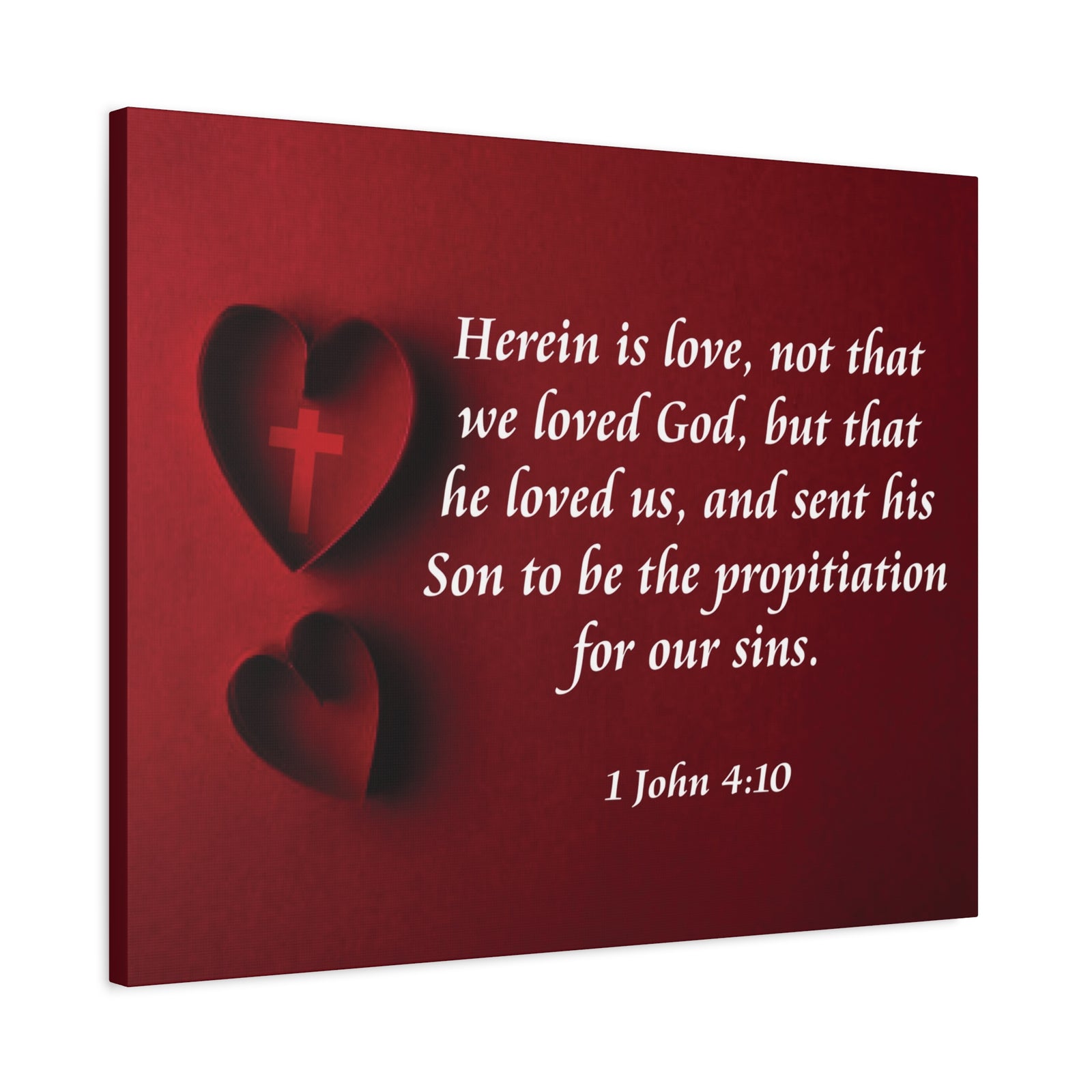 Bible Verse Canvas Herein is Love 1 John 4:10 Christian Home Décor Wall Art Scripture Ready to Hang Faith Print-Express Your Love Gifts