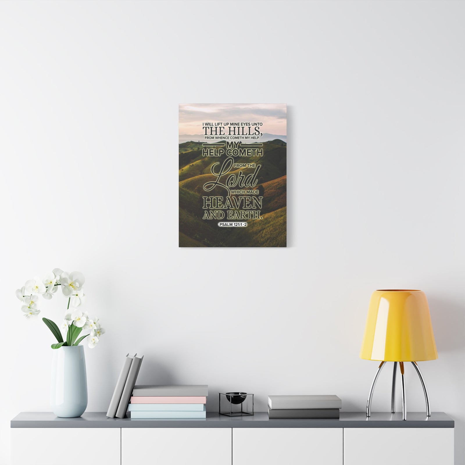 Scripture Canvas Heaven and Earth Psalm 121:1-2 KJV Christian Wall Art Bible Verse Print Ready to Hang-Express Your Love Gifts