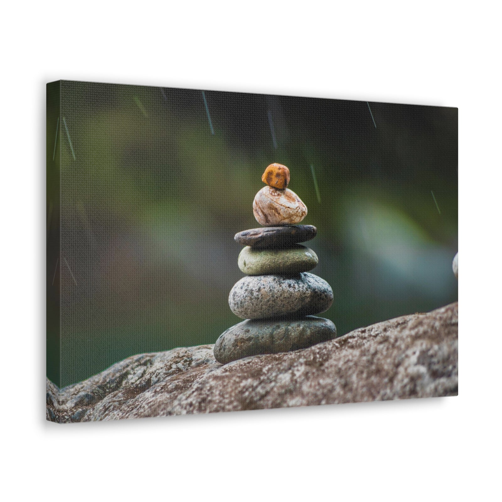 Rocks in Peaceful Rainforest Forest Floral Nature Photography Canvas Wall Art for Home Decor Ready-to-Hang-Express Your Love Gifts