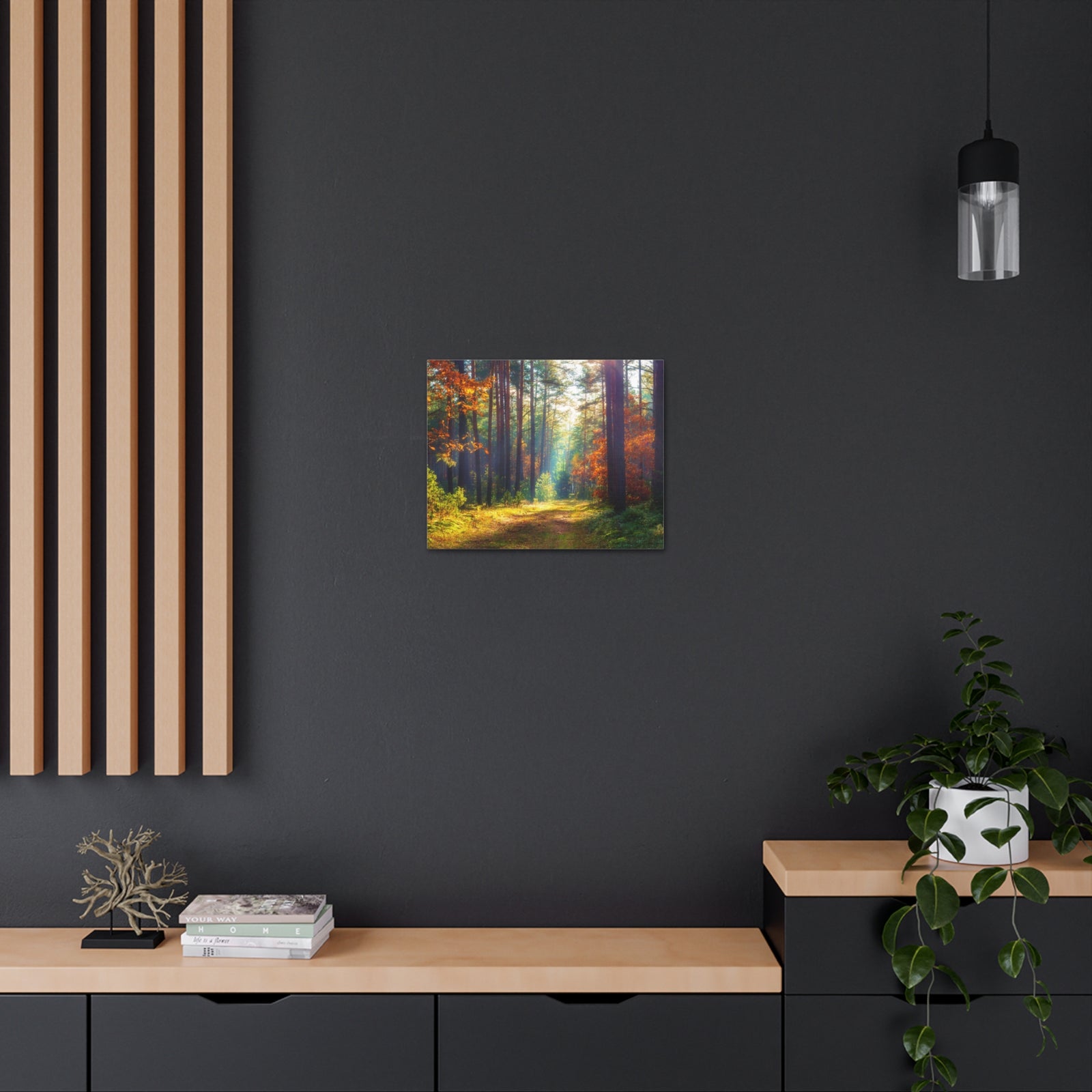 Autumn Forest Sunlight Shine Orange Tree Nature Wilderness Photography Canvas Wall Art for Home Decor Ready-to-Hang-Express Your Love Gifts
