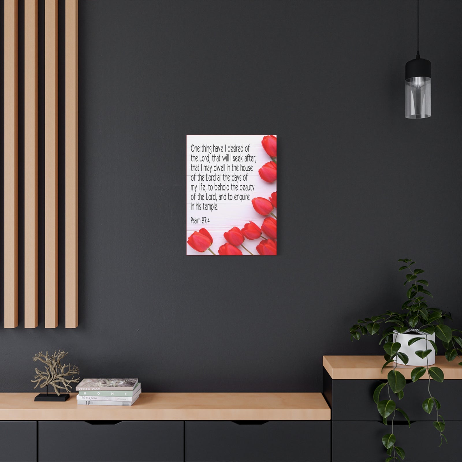 Scripture Canvas The Beauty of The Lord Psalm 27:4 Christian Wall Art Bible Verse Print Ready to Hang-Express Your Love Gifts