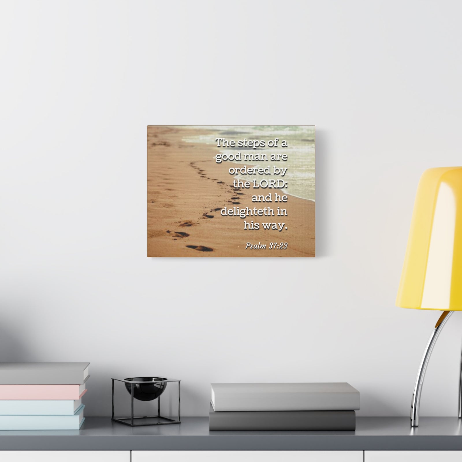 Scripture Canvas The Steps Psalm 37:23 Christian Wall Art Bible Verse Print Ready to Hang-Express Your Love Gifts