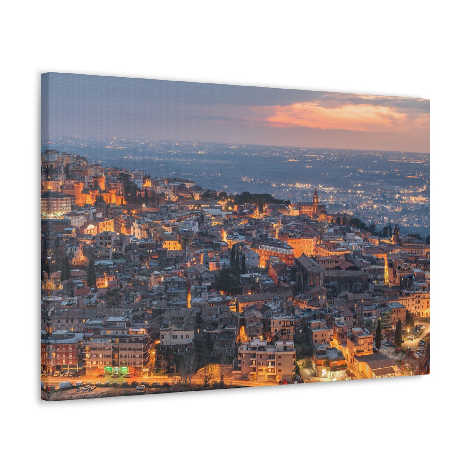 Rome Night Skyline Canvas Artwork High-Quality Breathtaking Stunning Cityscape for Home Decor Ready to Hang-Express Your Love Gifts