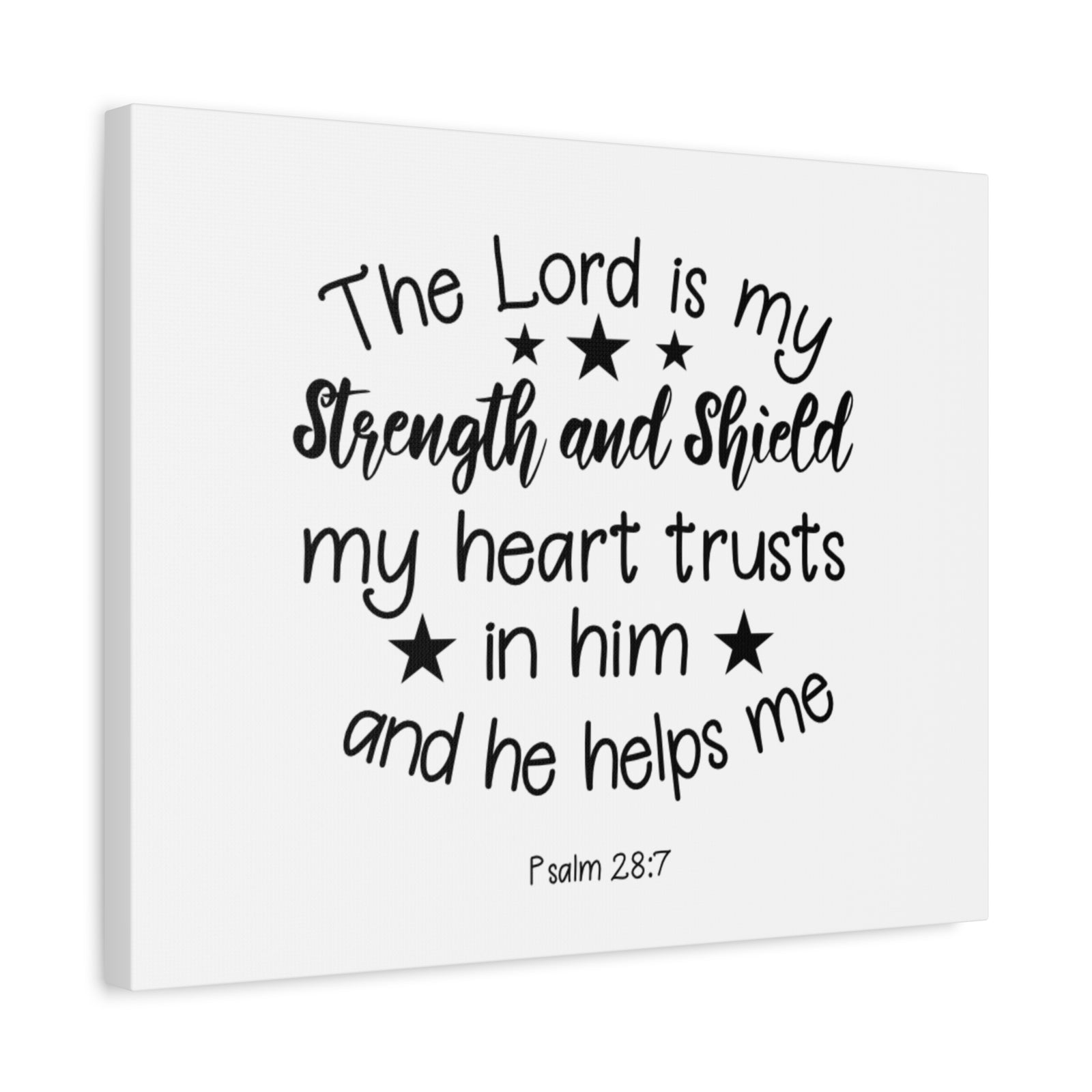 Scripture Canvas Strength And Shield Psalm 28:7 Christian Wall Art Bible Verse Print Ready to Hang-Express Your Love Gifts