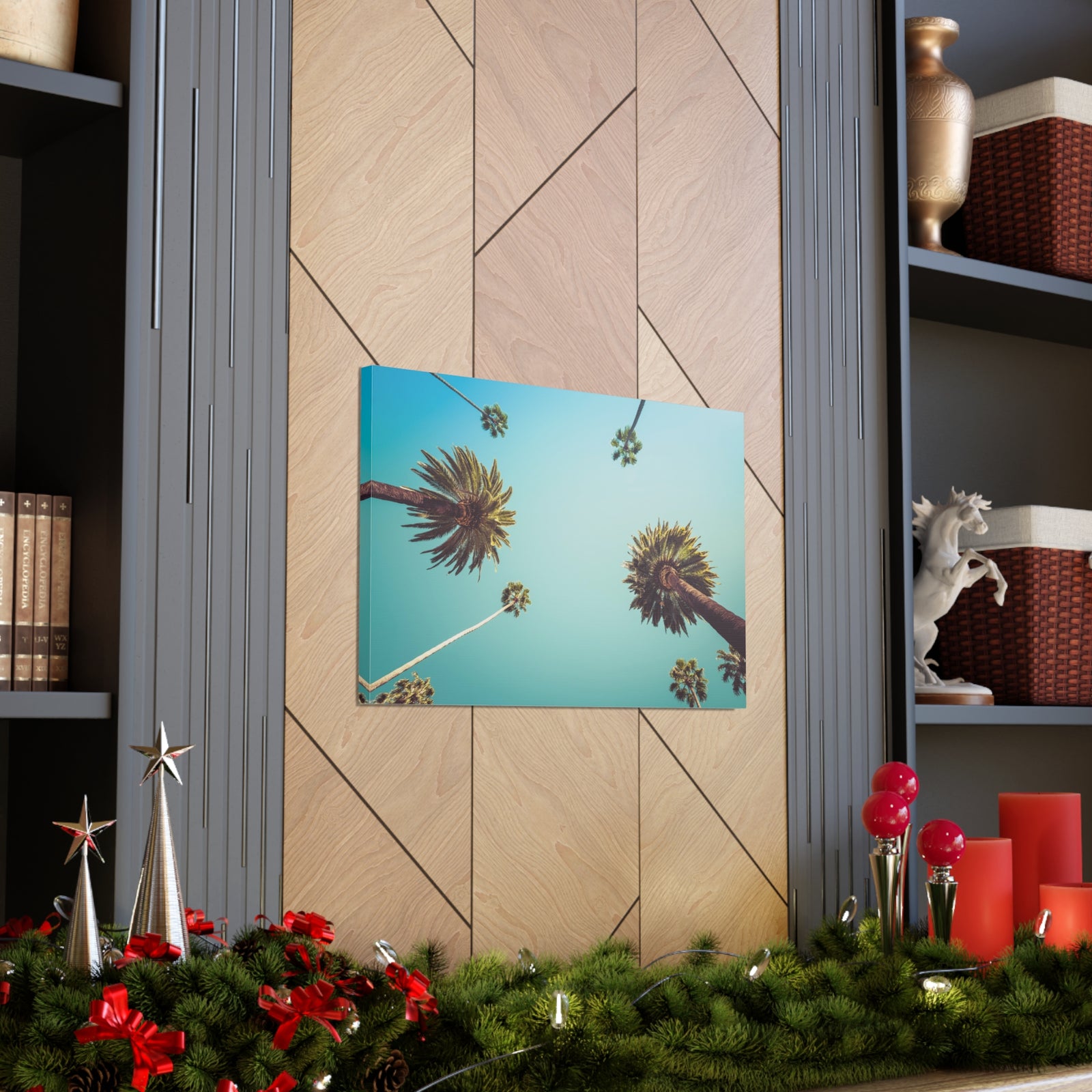 Los Angeles Palm Trees Modern Multicolor Scenic Nature Photography Canvas Home Office Decor Ready to Hang-Express Your Love Gifts