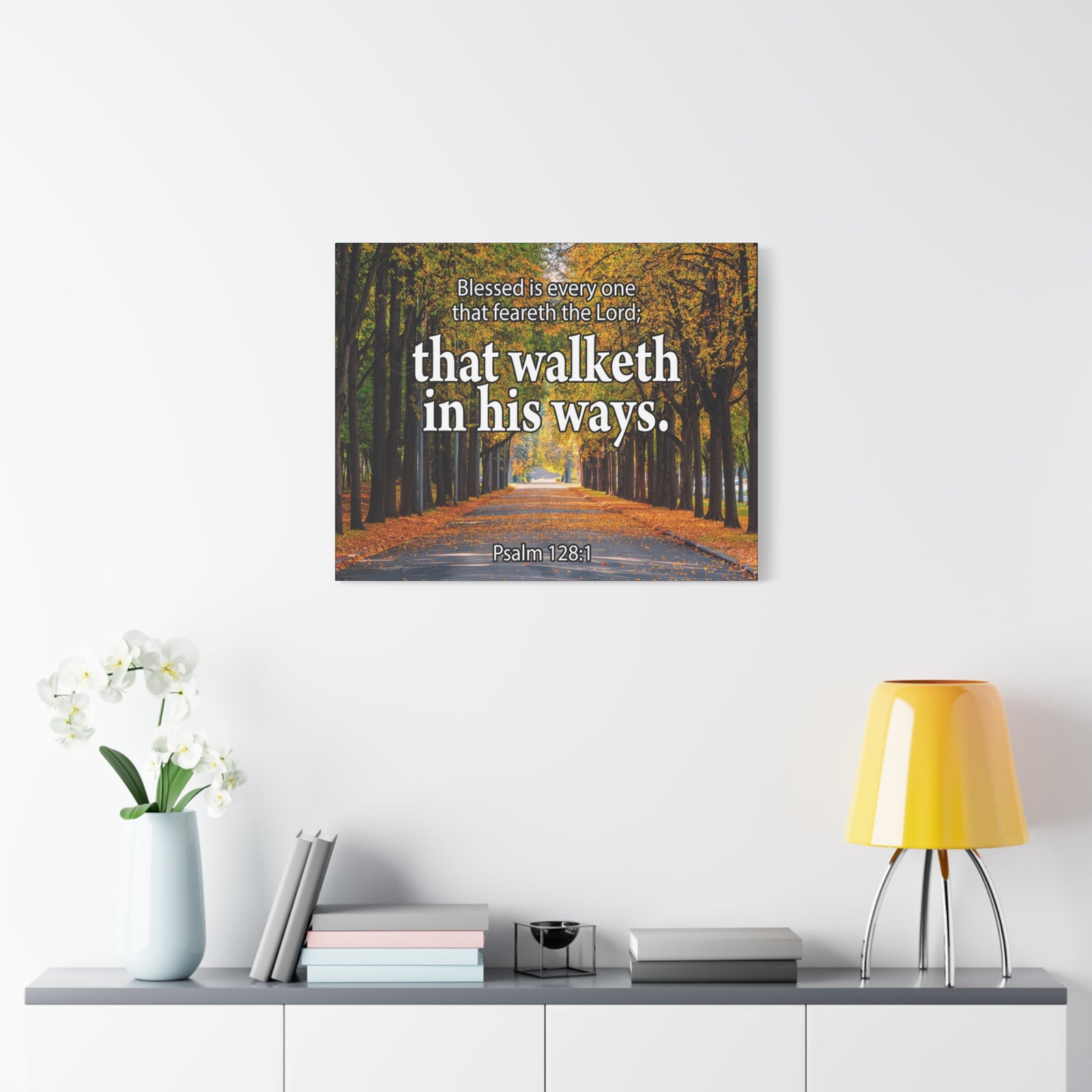 Scripture Canvas Blessed is Every One Psalm 128:1 Christian Wall Art Bible Verse Print Ready to Hang-Express Your Love Gifts