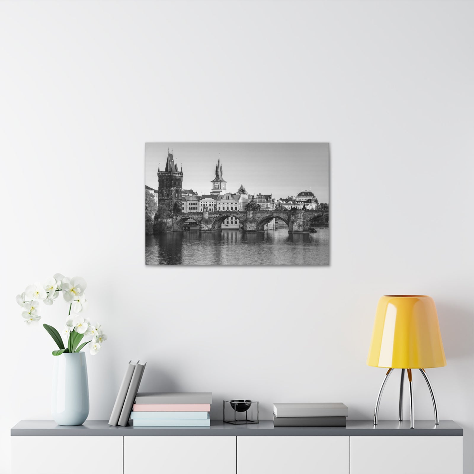 Prague Black And White Skyline Canvas Artwork High-Quality Breathtaking Stunning Cityscape for Home Decor Ready to Hang-Express Your Love Gifts