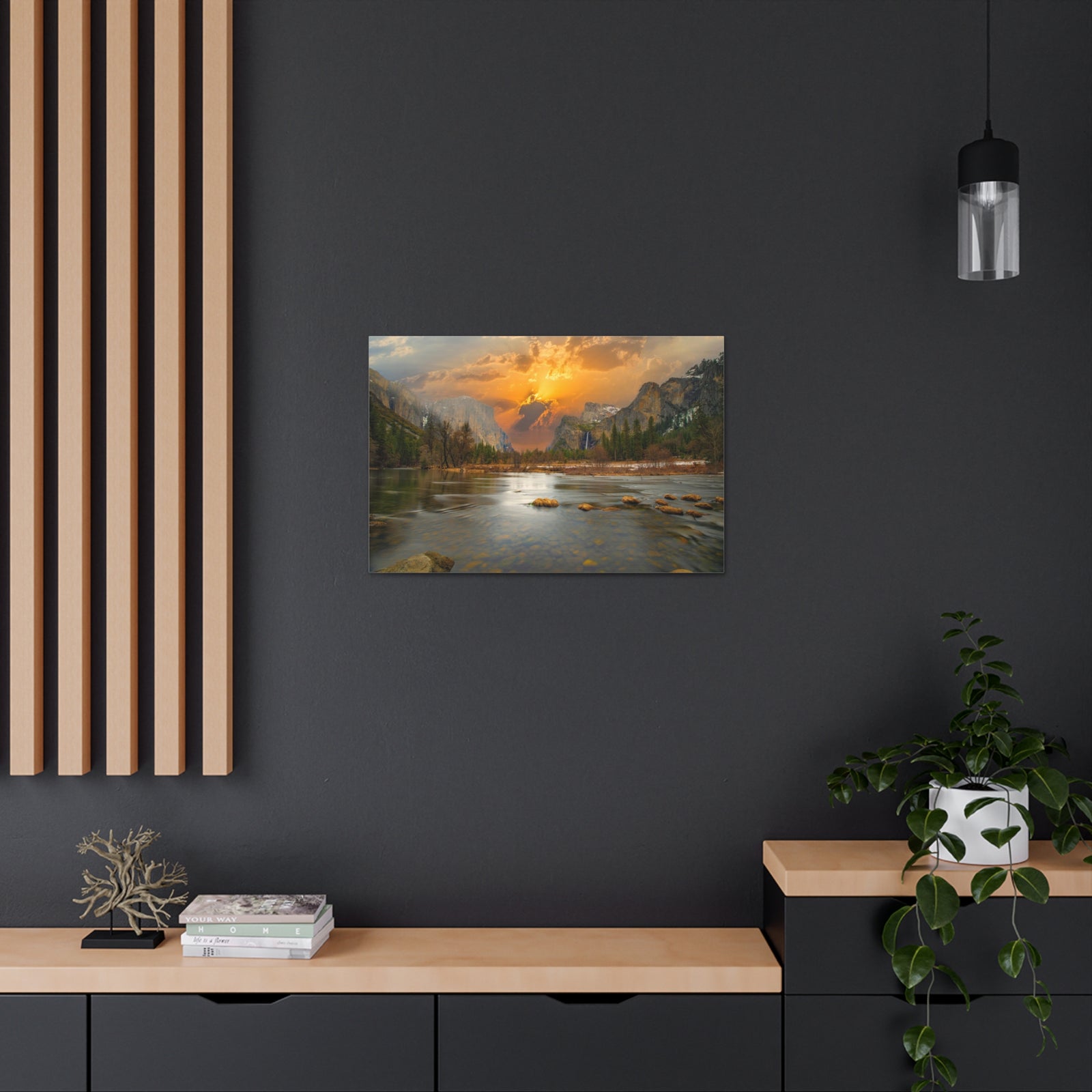 Golden Hour Over Mountain Nature Wilderness Photography Canvas Wall Art for Home Decor Ready-to-Hang-Express Your Love Gifts