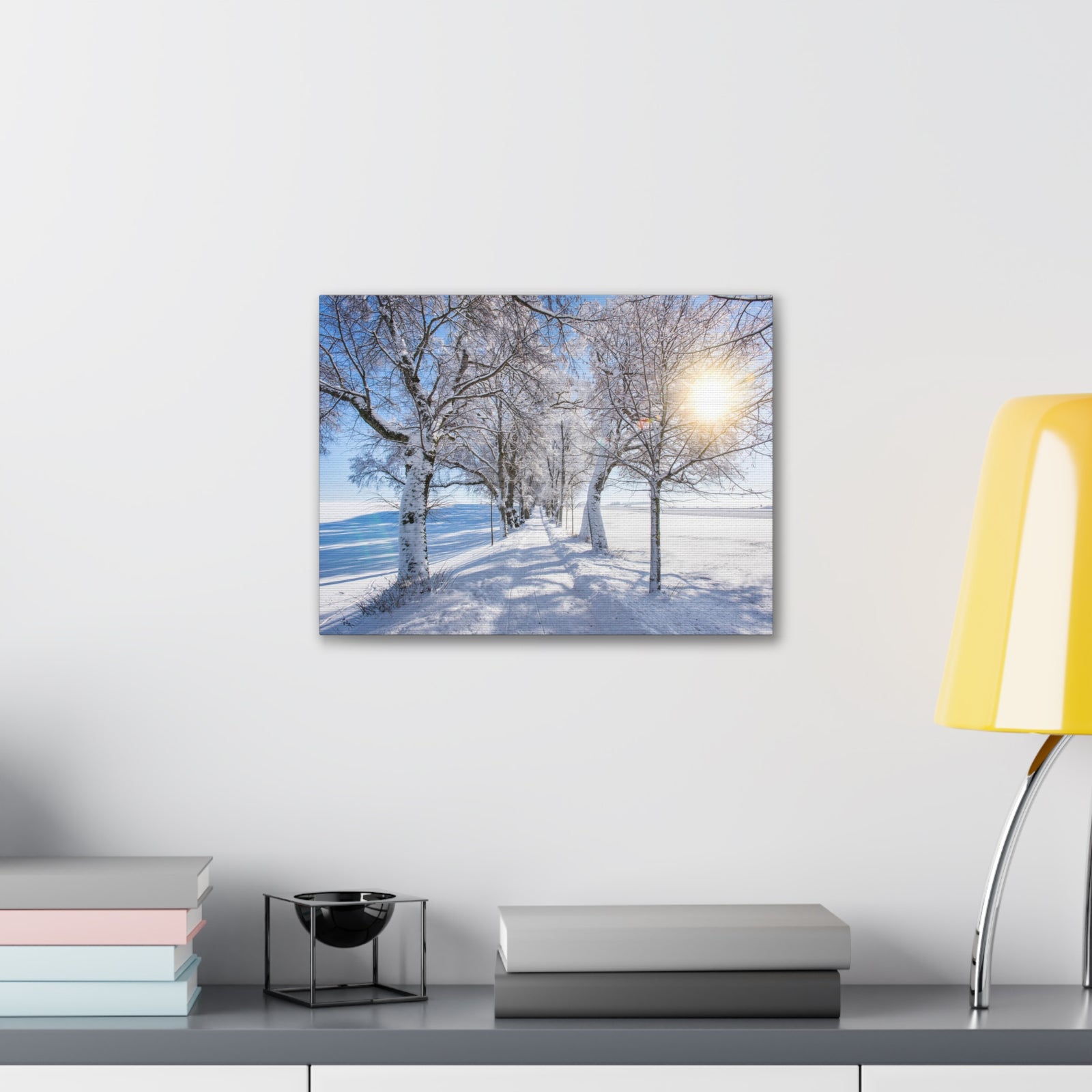 Small Footpath In Winter Through Trees Canvas Wall Art for Home Decor Ready-to-Hang-Express Your Love Gifts