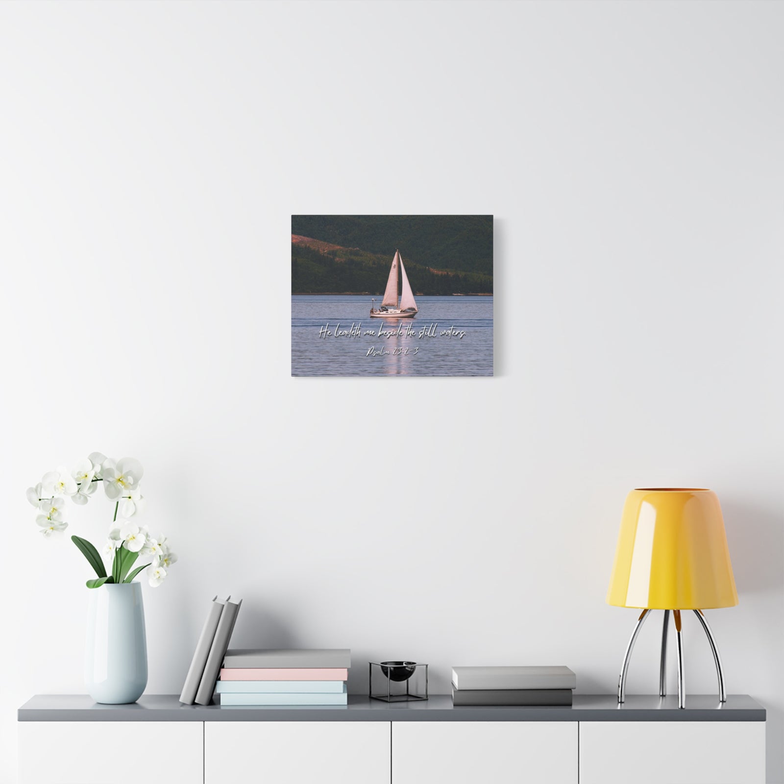 Scripture Walls He Leadeth Me Psalm 23:2 Bible Verse Canvas Christian Wall Art Ready to Hang-Express Your Love Gifts