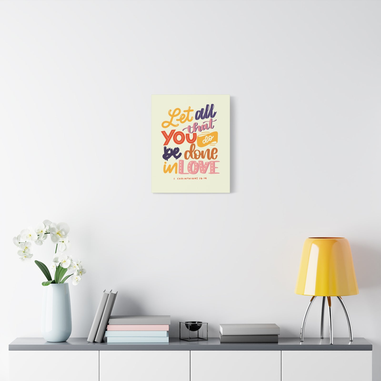Scripture Canvas Done In Love 1 Corinthians 16:14 Christian Wall Art Bible Verse Print Ready to Hang-Express Your Love Gifts