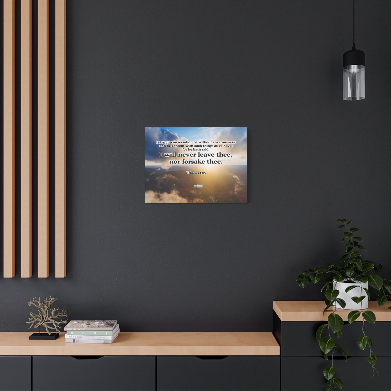 Bible Verse Canvas Never Leave or Forsake You Hebrews 13:5 Christian Wall Art Print Ready to Hang Unframed-Express Your Love Gifts