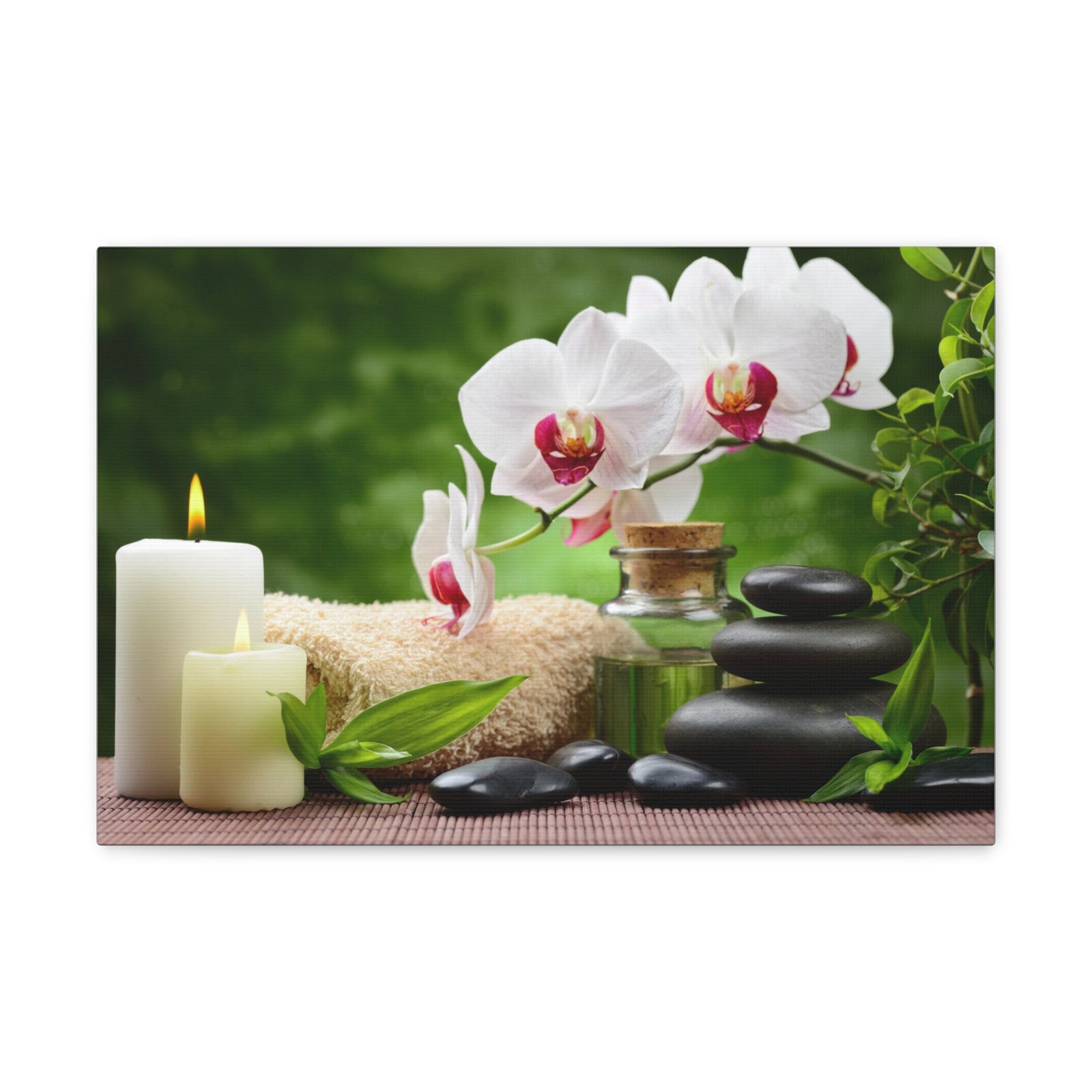 Orchid Flower and Stone Forest Floral Nature Photography Canvas Wall Art for Home Decor Ready-to-Hang-Express Your Love Gifts