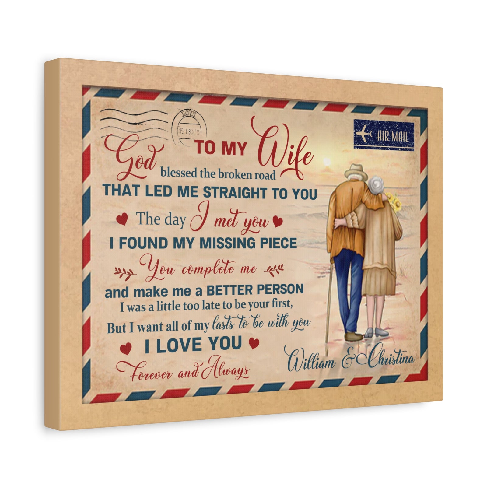 To My Wife – You Complete Me Personalized Canvas Wall Art-Express Your Love Gifts