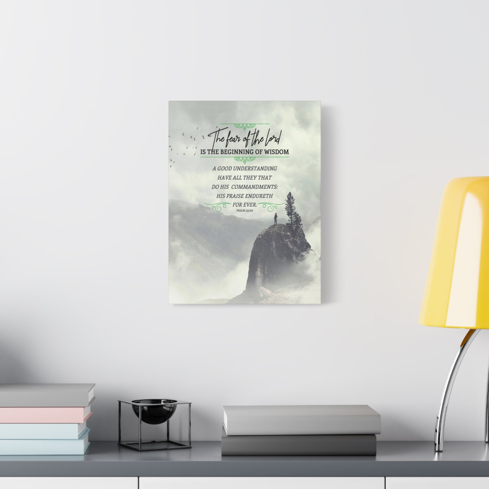 Scripture Canvas The Fear of The Lord Psalm 111:10 Christian Wall Art Bible Verse Print Ready to Hang-Express Your Love Gifts