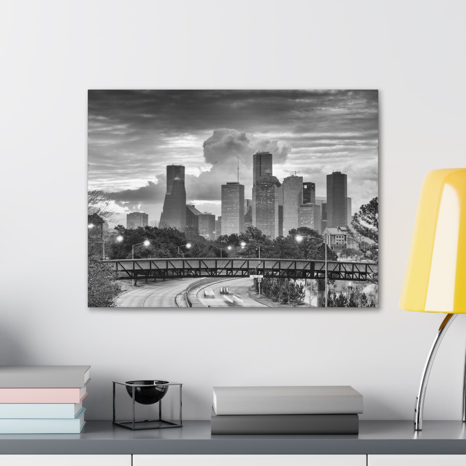 Houston Black And White Skyline Canvas Artwork High-Quality Breathtaking Stunning Cityscape for Home Decor Ready to Hang-Express Your Love Gifts