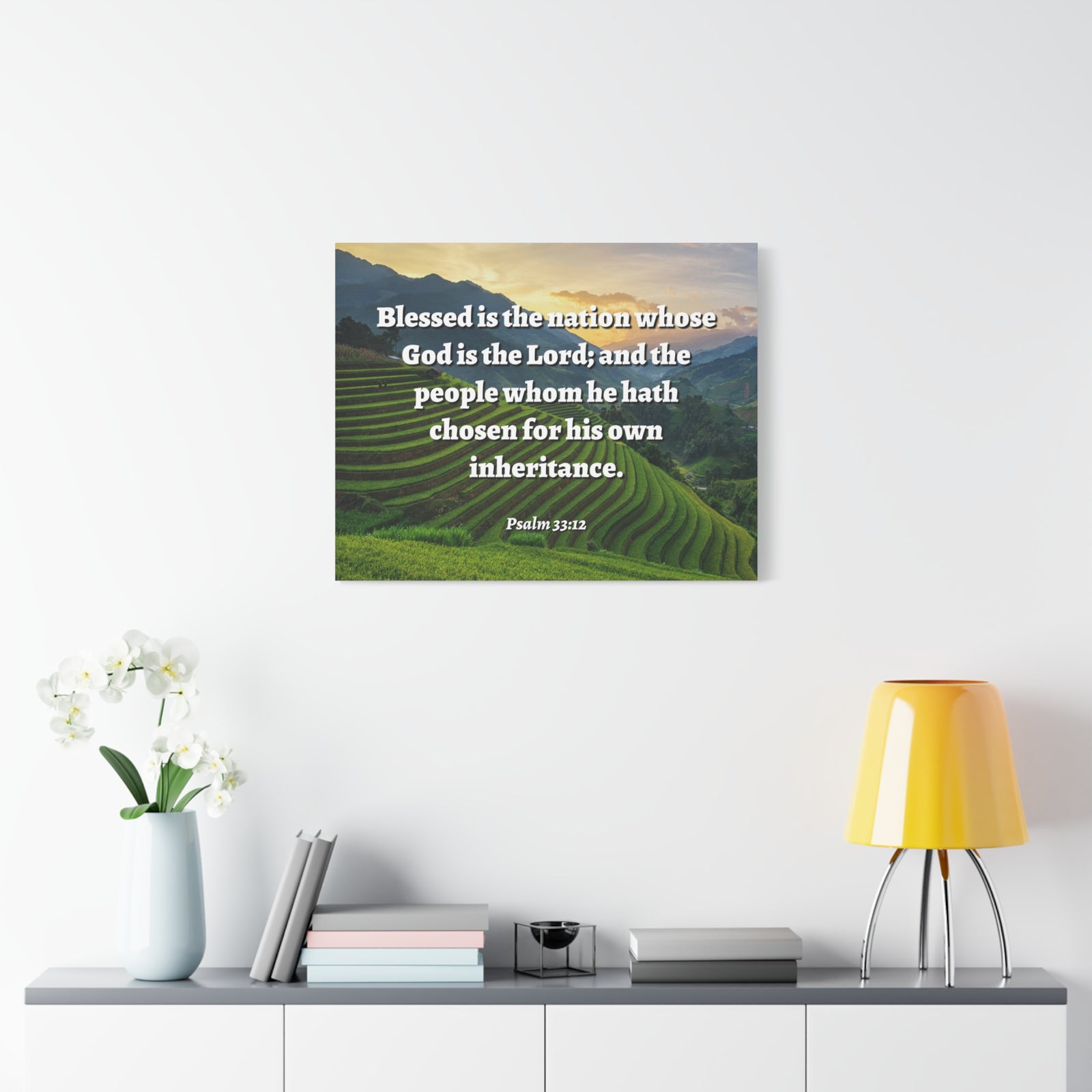 Scripture Walls Blessed Is The Nation Psalm 33:12 Bible Verse Canvas Christian Wall Art Ready to Hang-Express Your Love Gifts